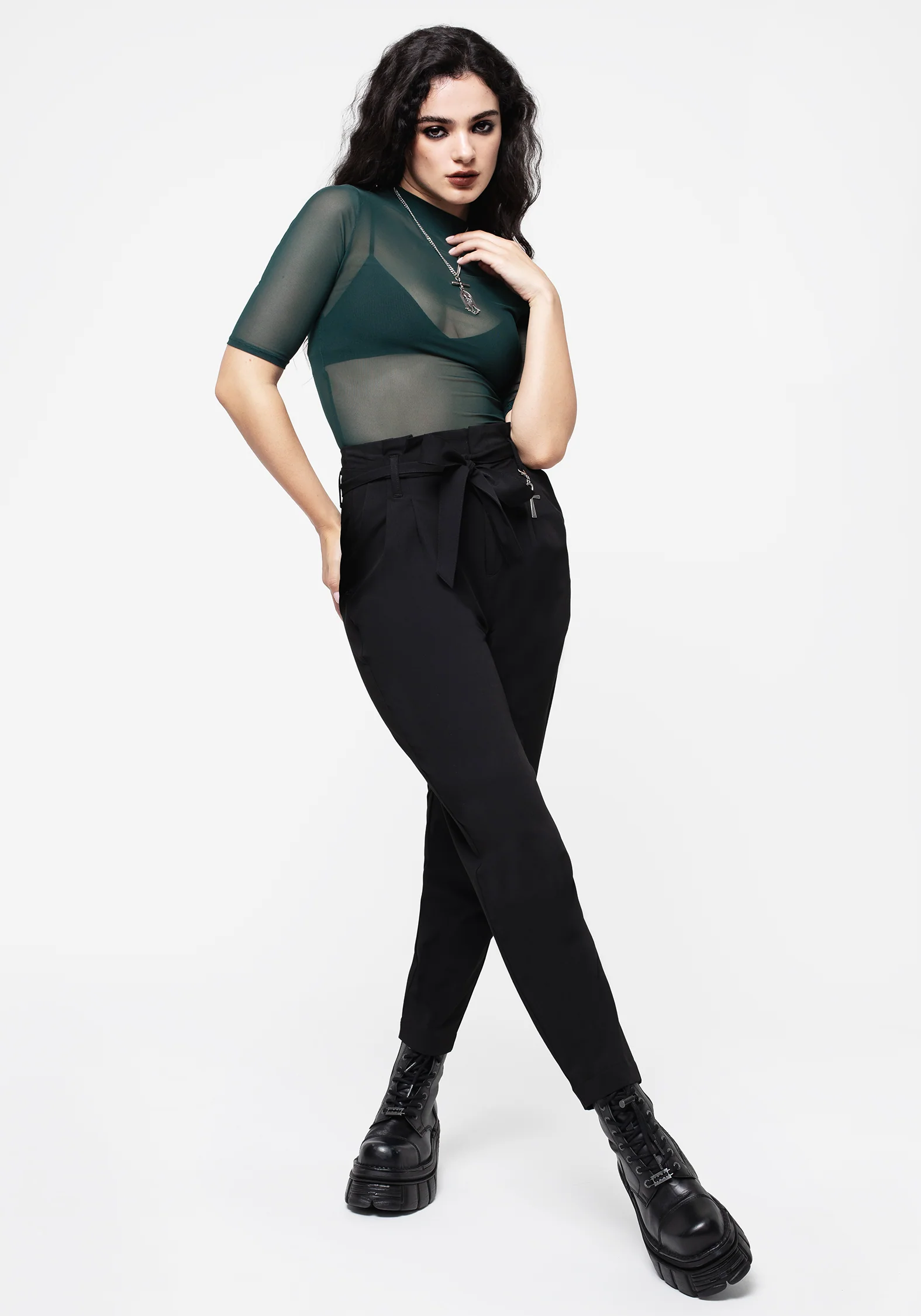 Dinza Tie Waist Tapered Trousers - Image 7