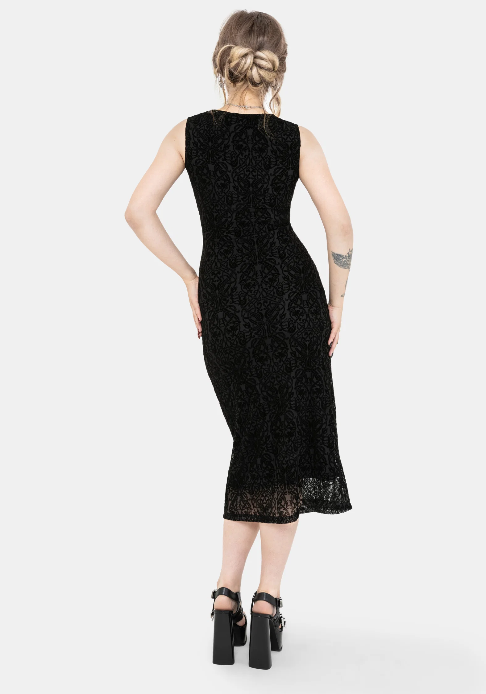 Disrupt Dragon Flocked Mesh Sleeveless Midi Dress - Image 3