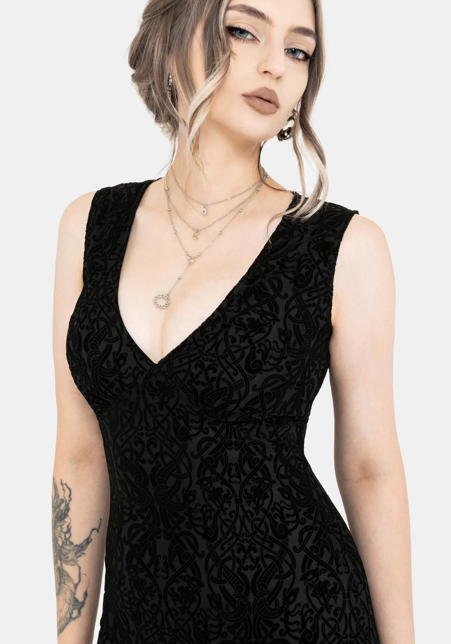 Disrupt Dragon Flocked Mesh Sleeveless Midi Dress - Image 4