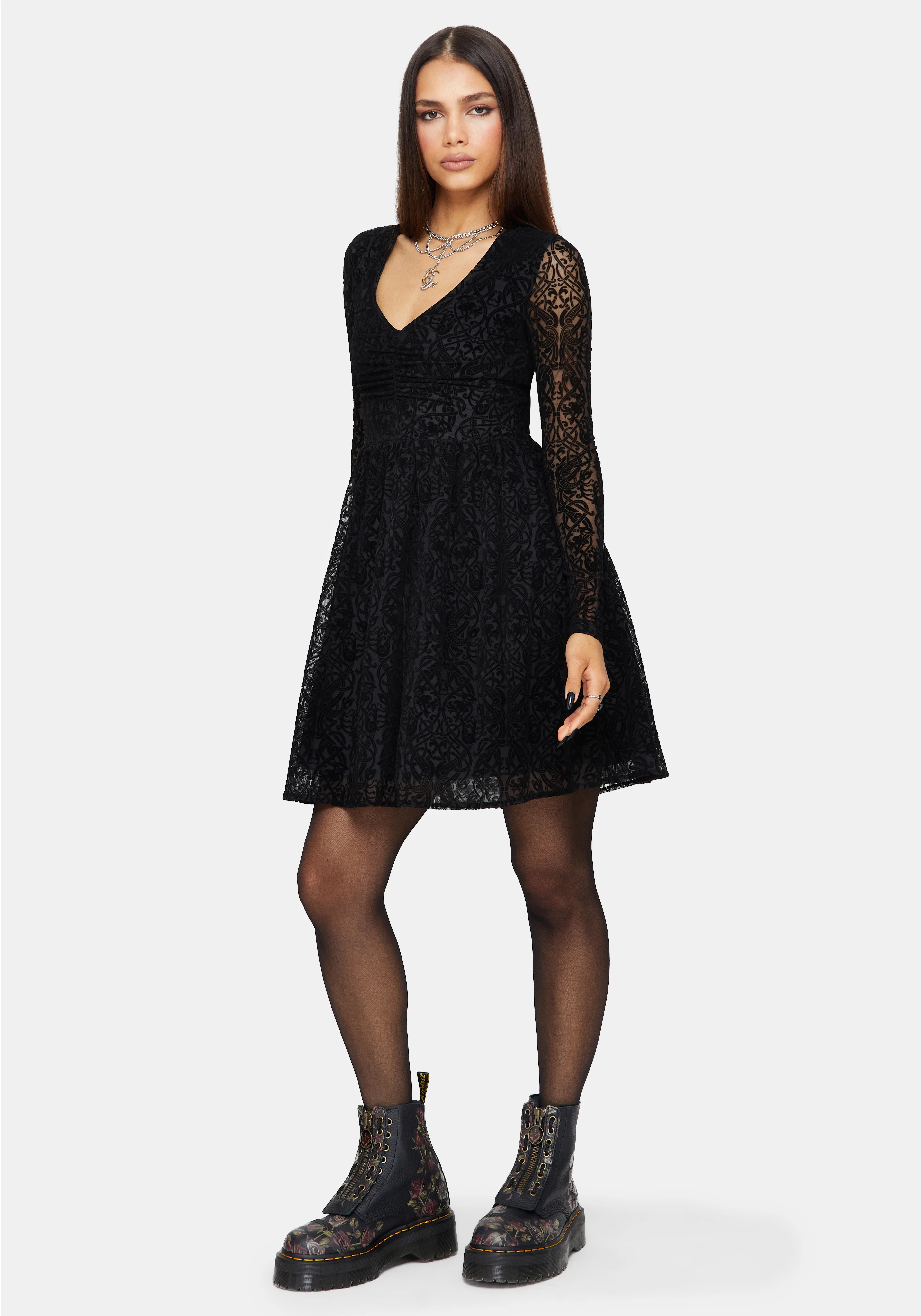 Disrupt Flocked Mesh Mini Dress - Image 5