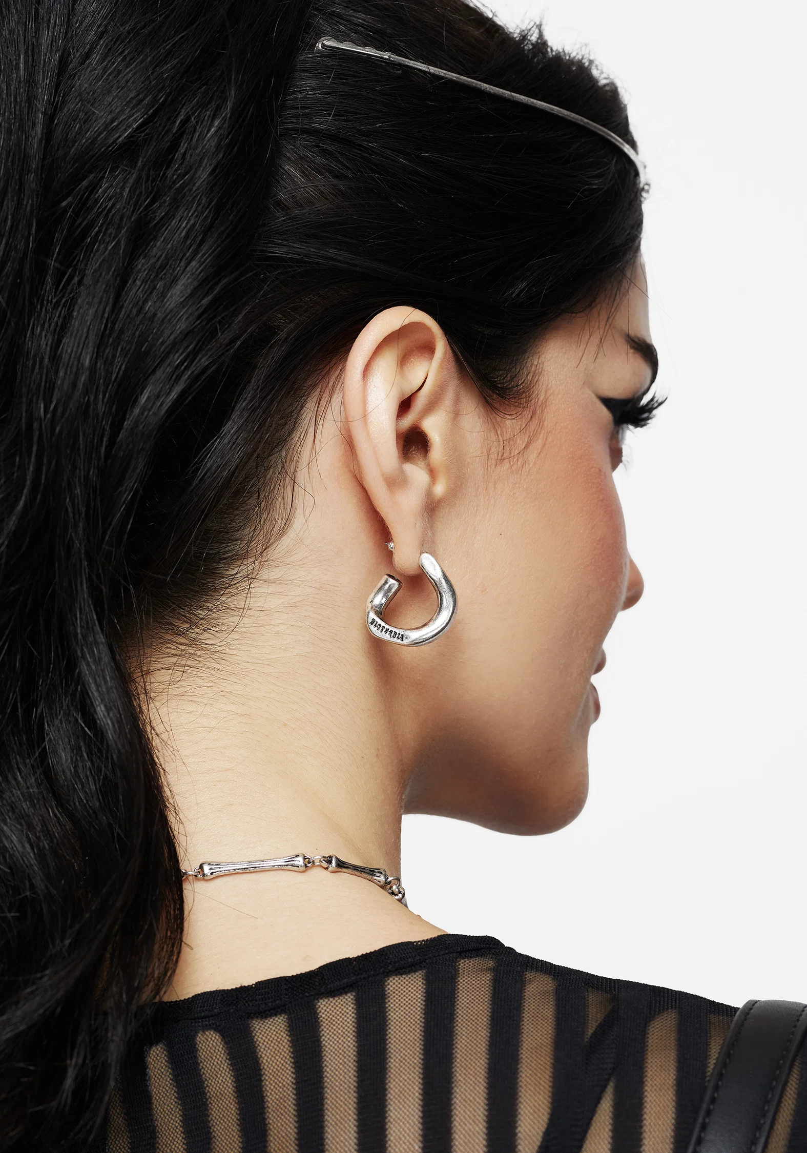 Disturbia Chunky Hoop Earrings - Image 2