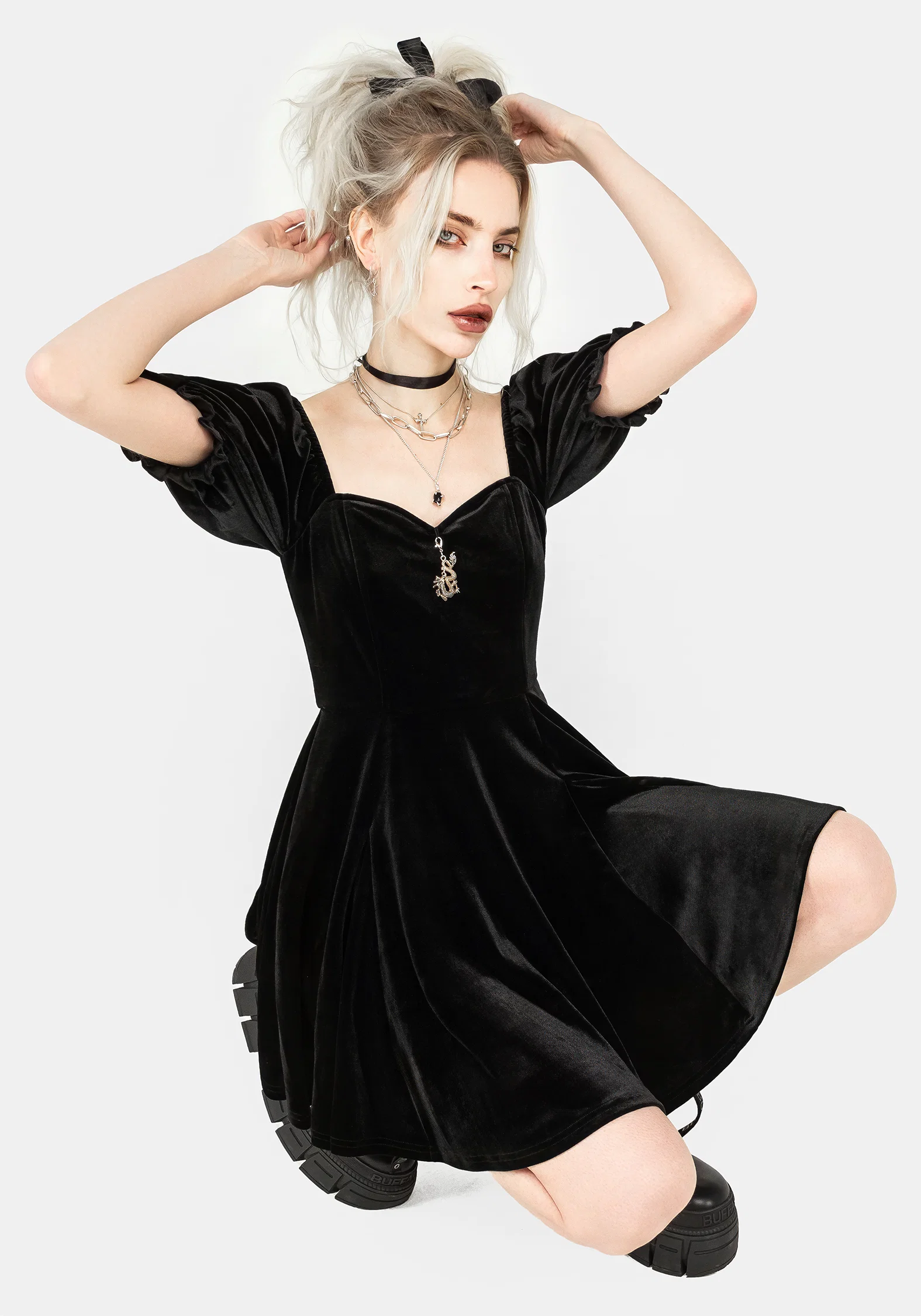 Drakon Velour Corset Mini Dress - Image 8