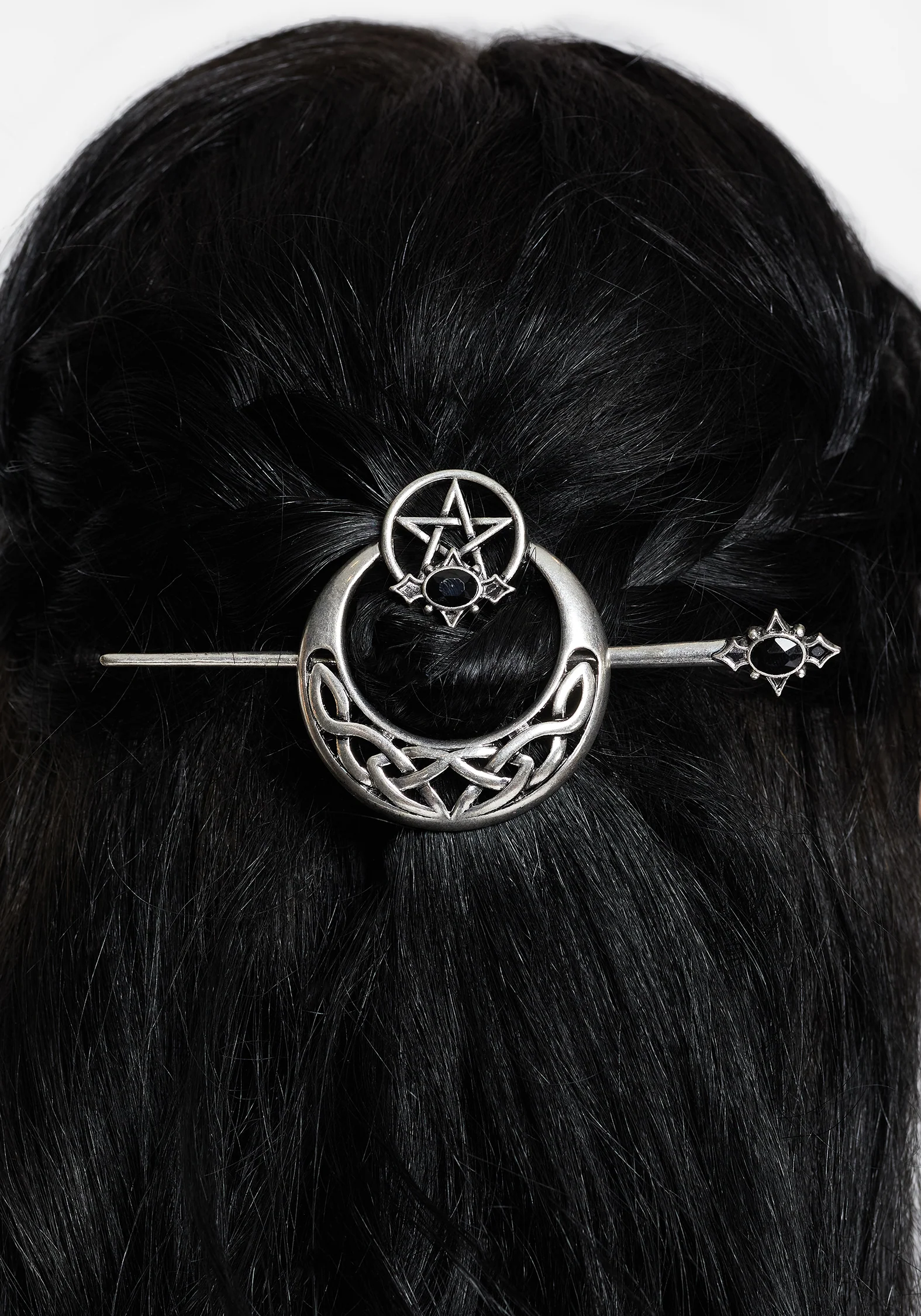 Druantia Pentagram Moon Hair Pin - Image 3