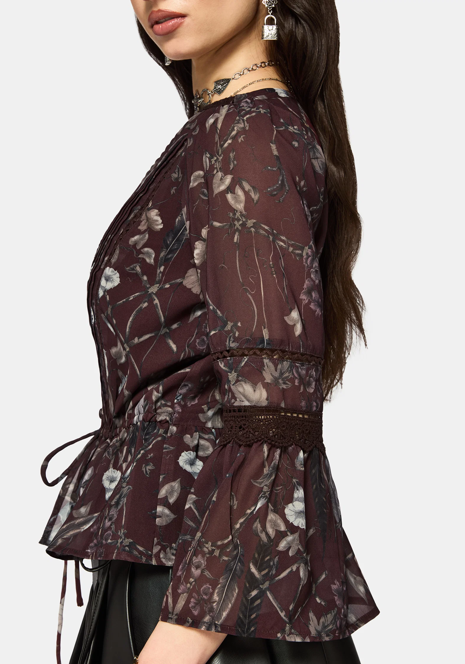 Dusha Garden Print Lace Insert Blouse - Image 2
