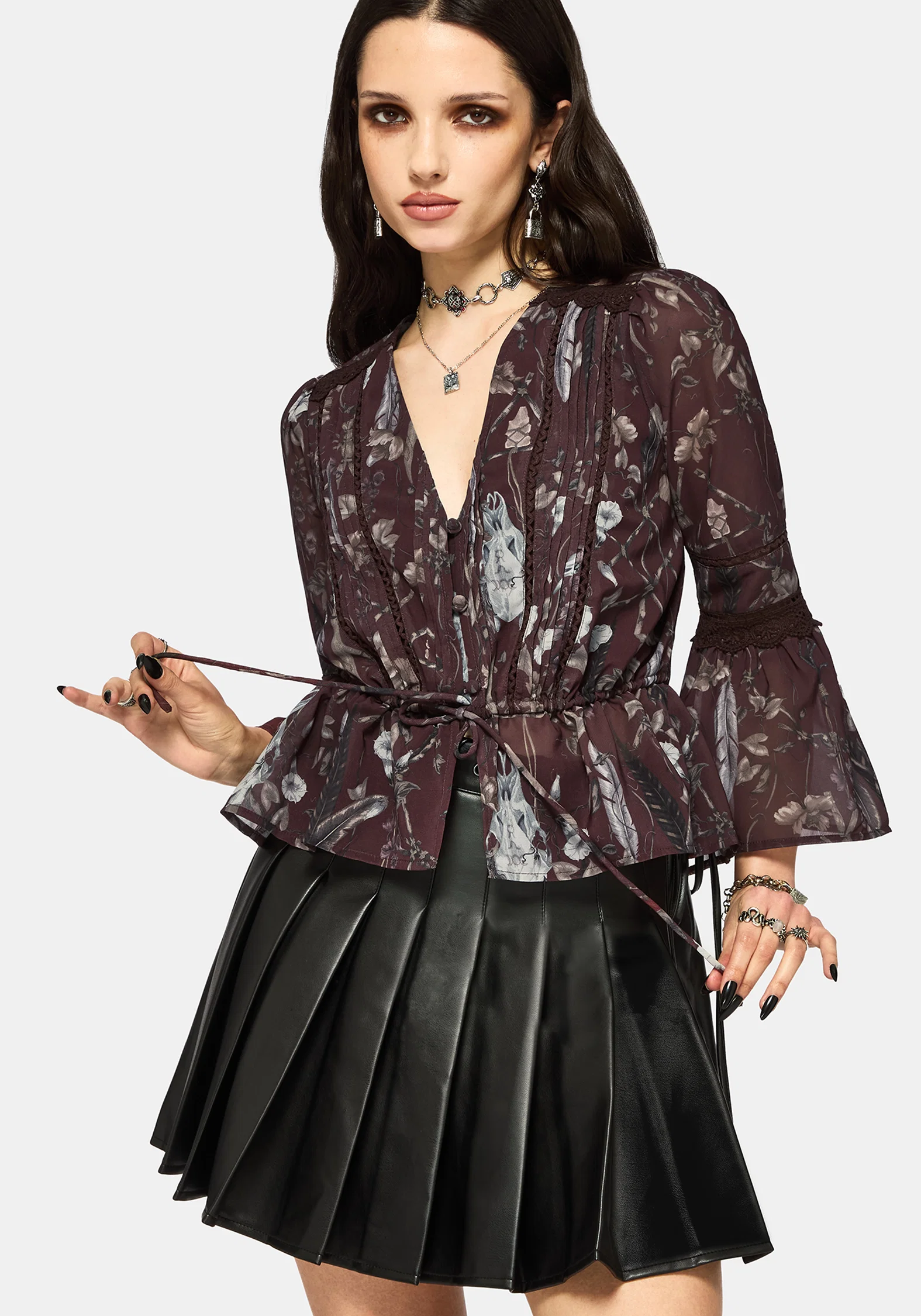 Dusha Garden Print Lace Insert Blouse - Image 4