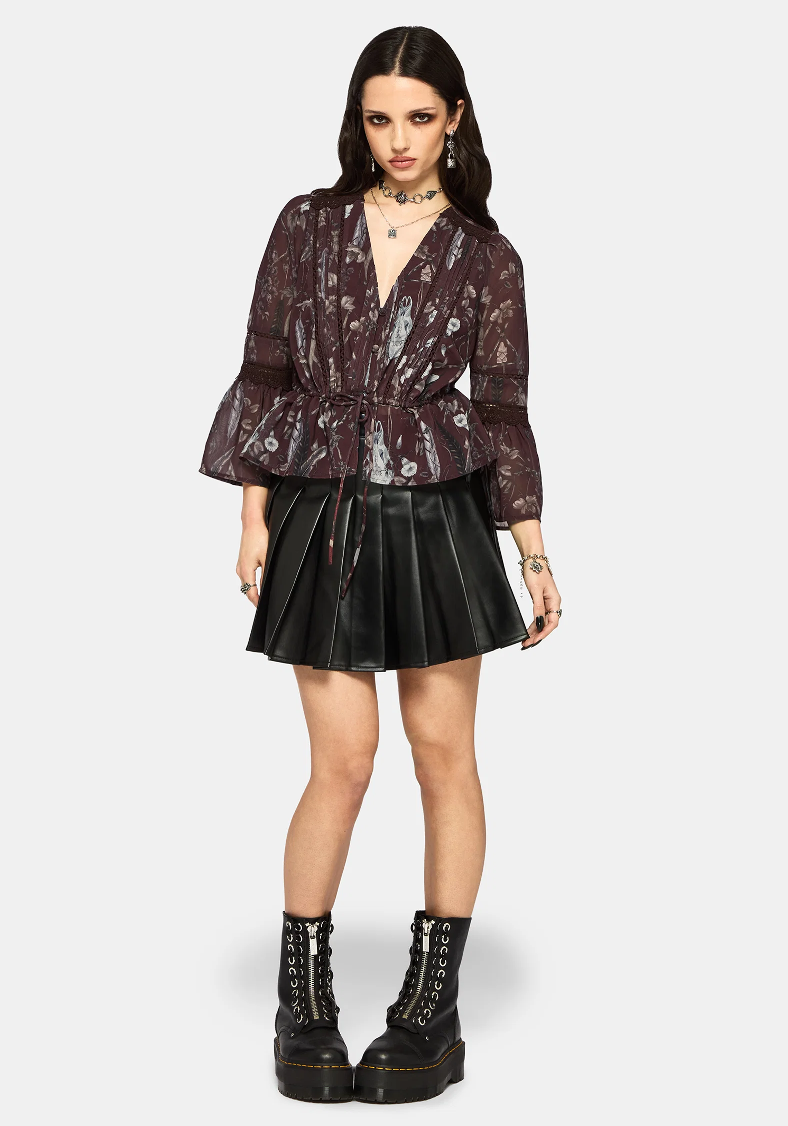 Dusha Garden Print Lace Insert Blouse - Image 5