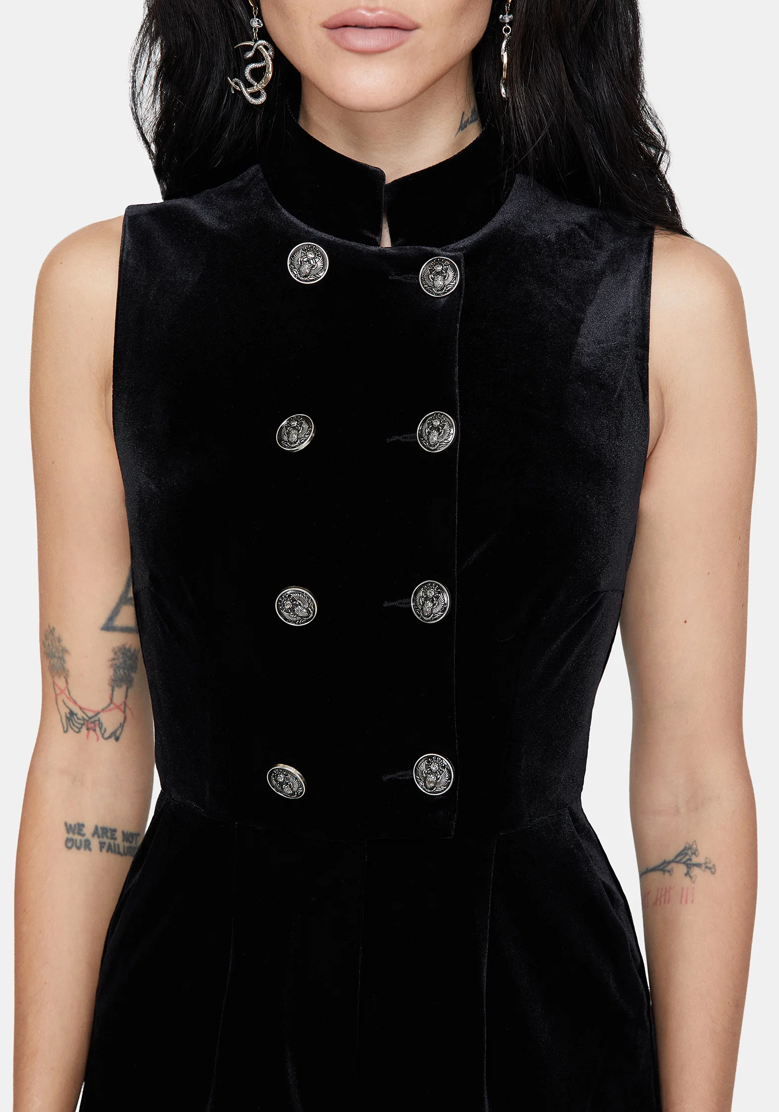 Dusken Velour Button Up High Neck Jumpsuit - Image 2
