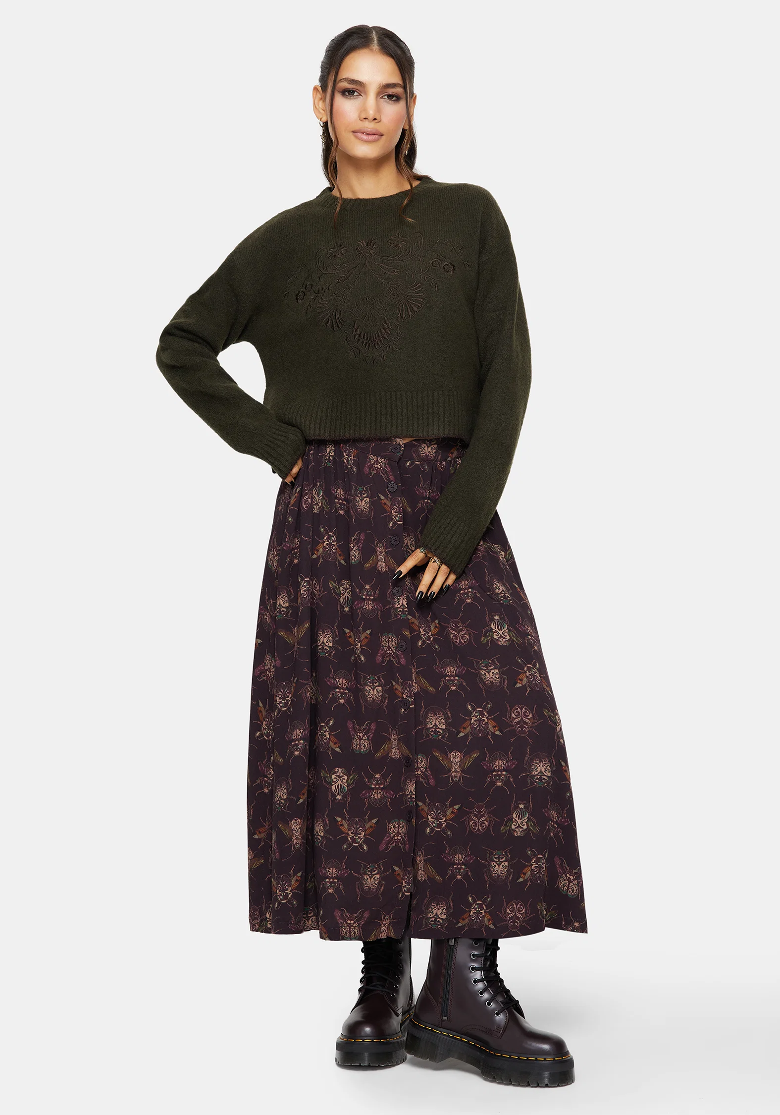 Eclipsia Floral Embroidered Cropped Knit Jumper - Image 5