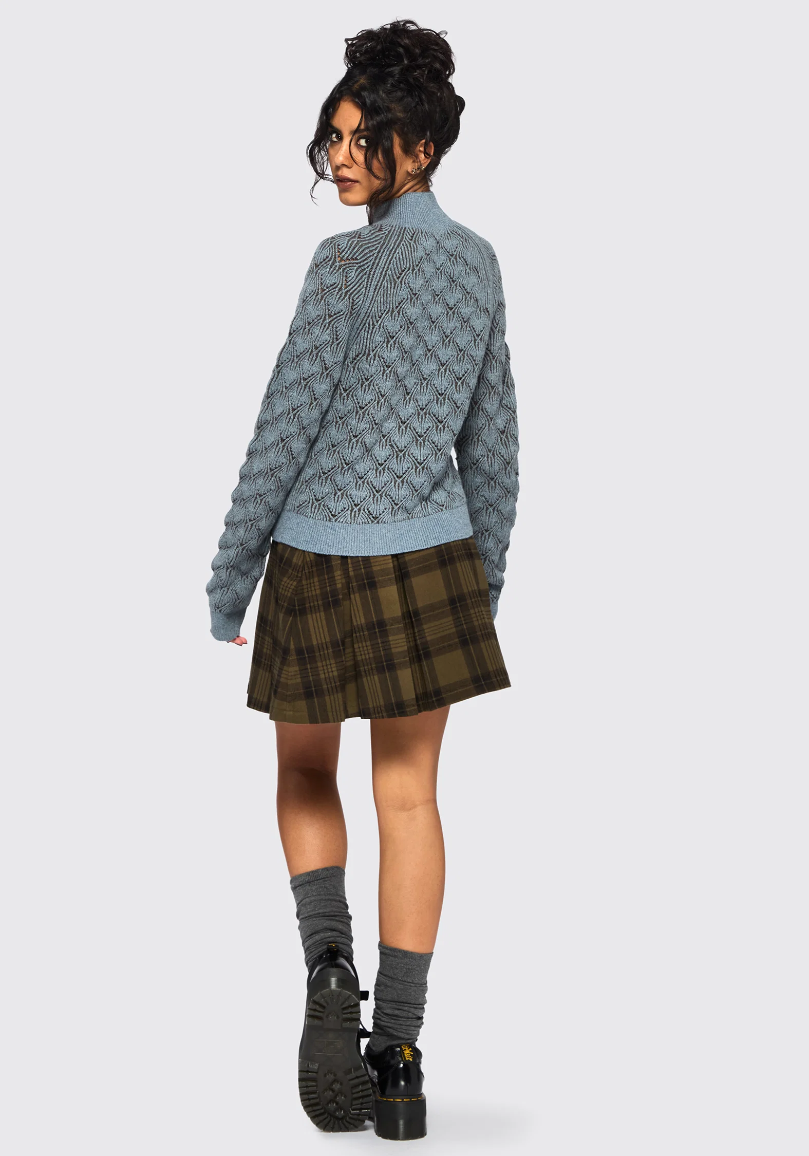 Edna Cotton Leaf Ribbed Funnel Neck Jumper - Image 3