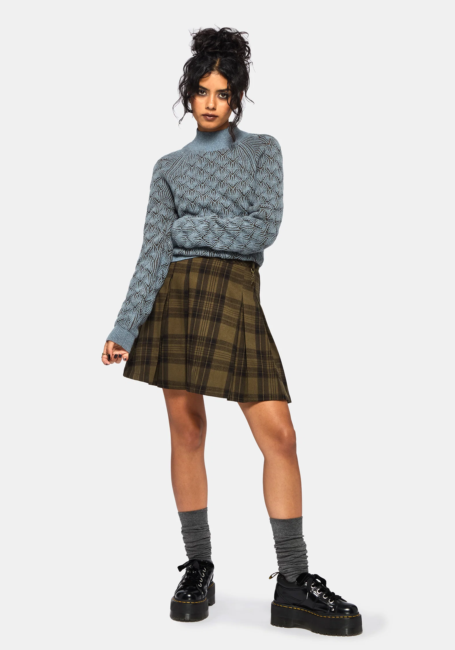 Edna Cotton Leaf Ribbed Funnel Neck Jumper - Image 4