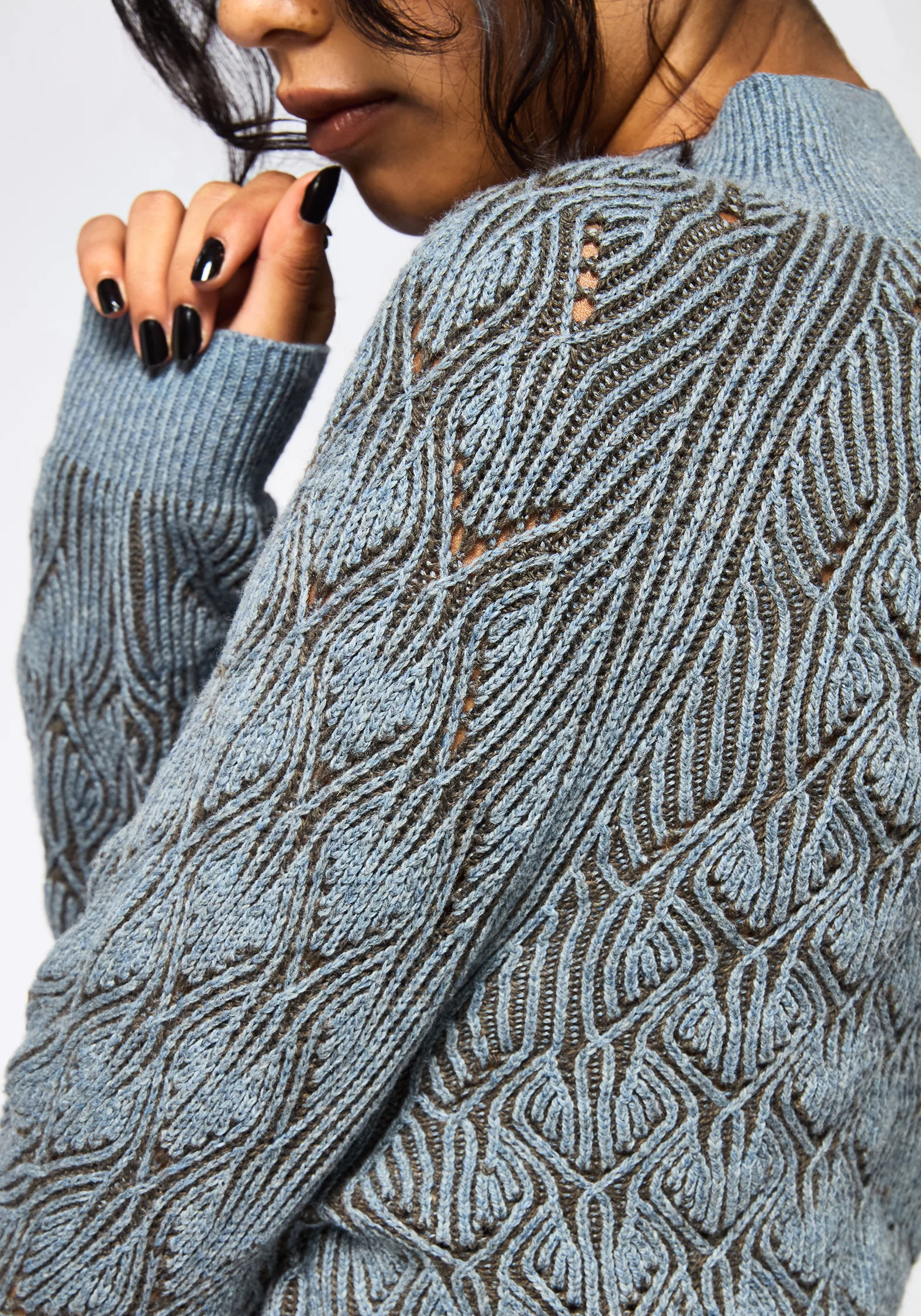 Edna Cotton Leaf Ribbed Funnel Neck Jumper - Image 5
