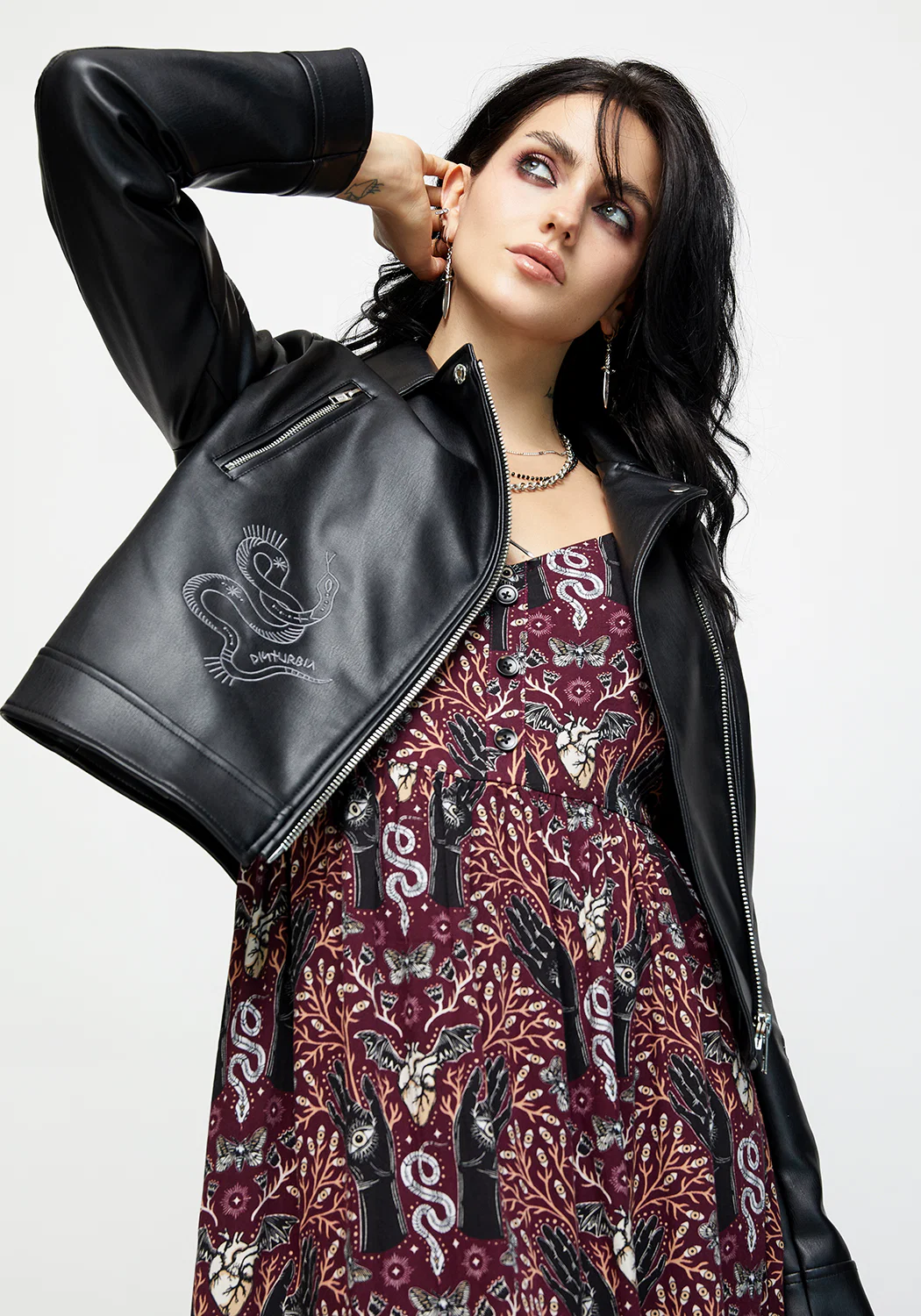 Elemental Embroidered Faux Leather Jacket - Image 10