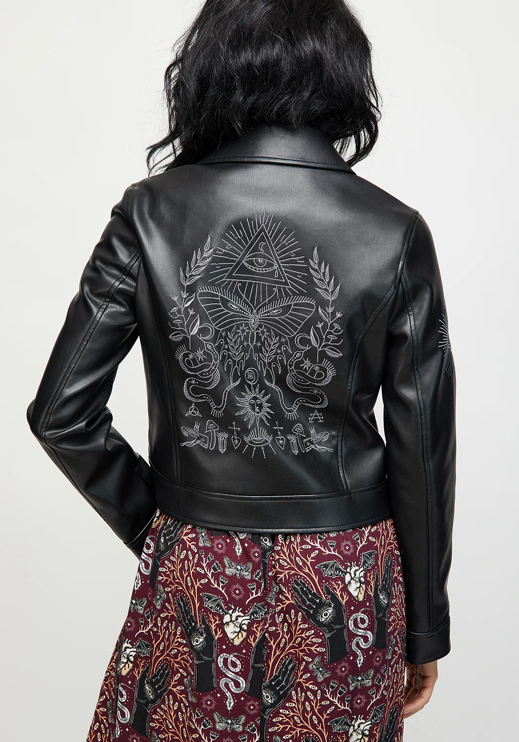 Elemental Embroidered Faux Leather Jacket - Image 4