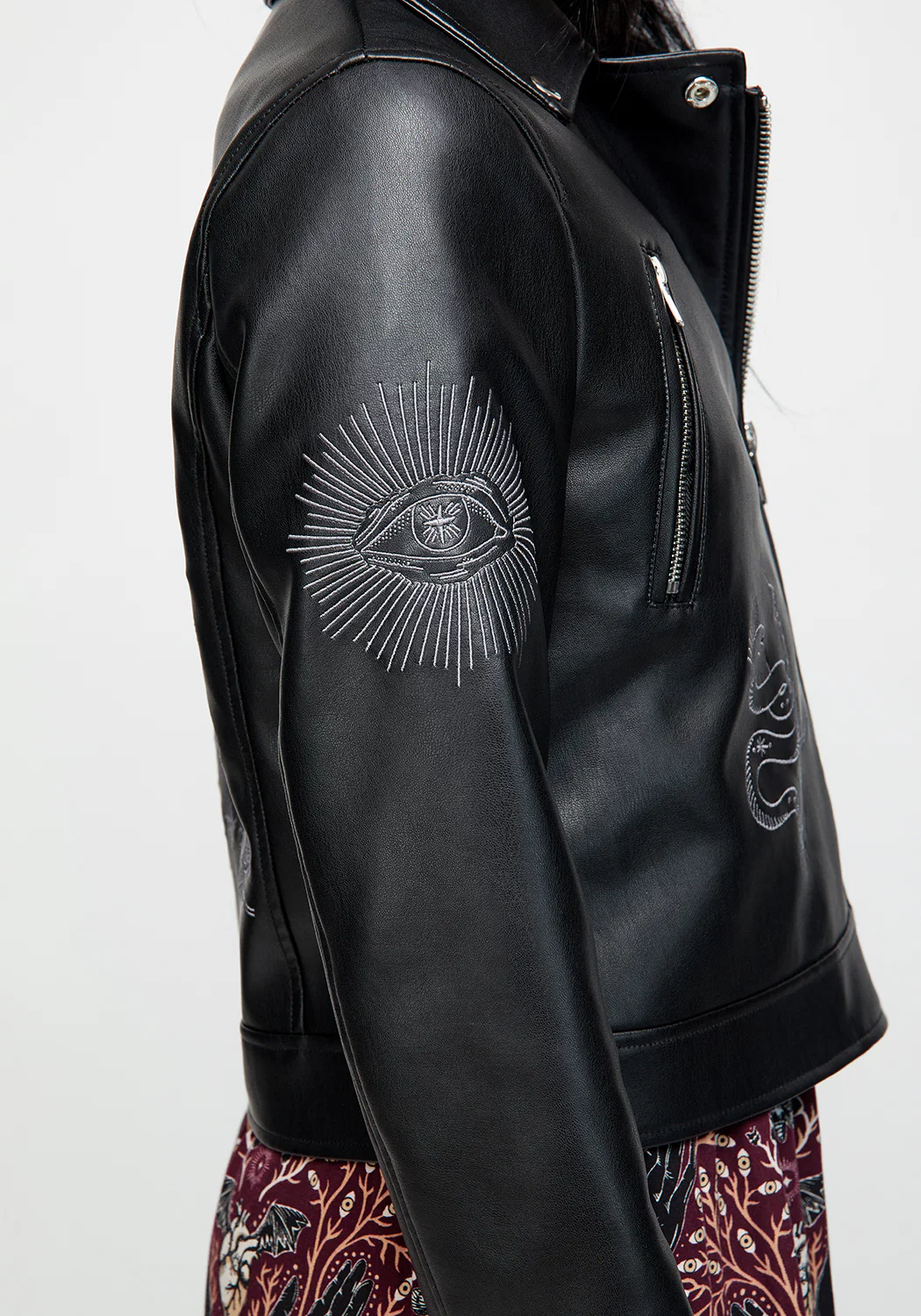 Elemental Embroidered Faux Leather Jacket - Image 6