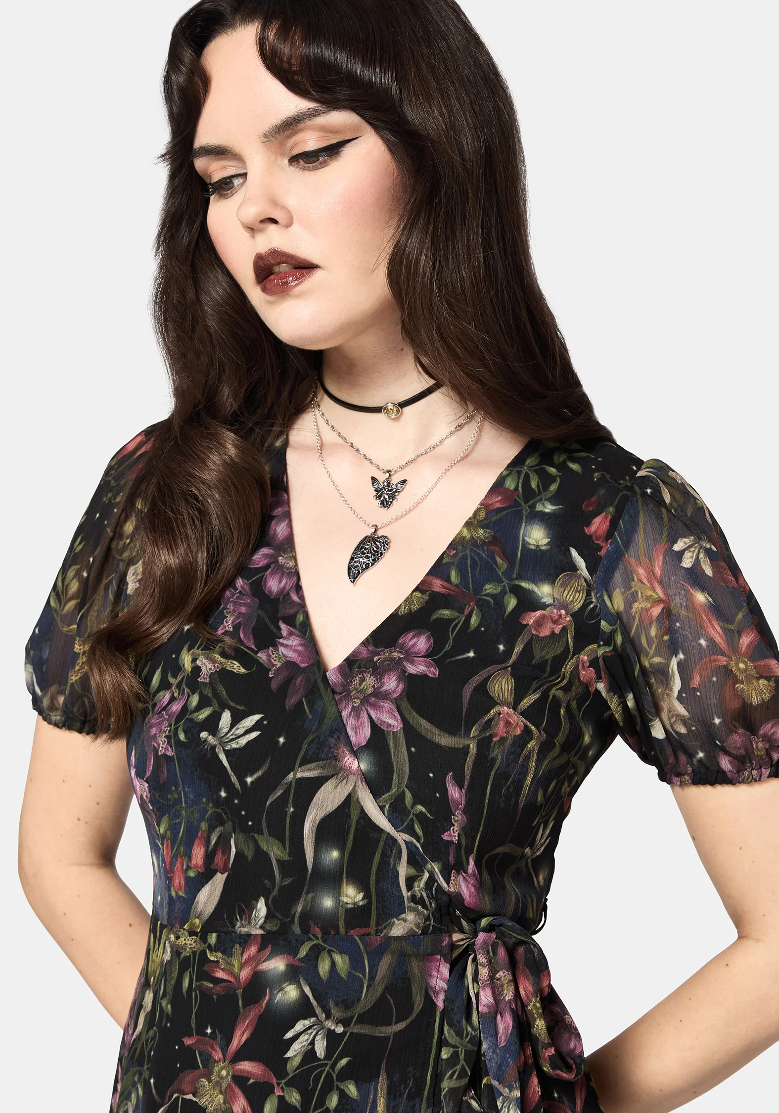 Elide Black Orchid Wrap Midaxi Dress - Image 2