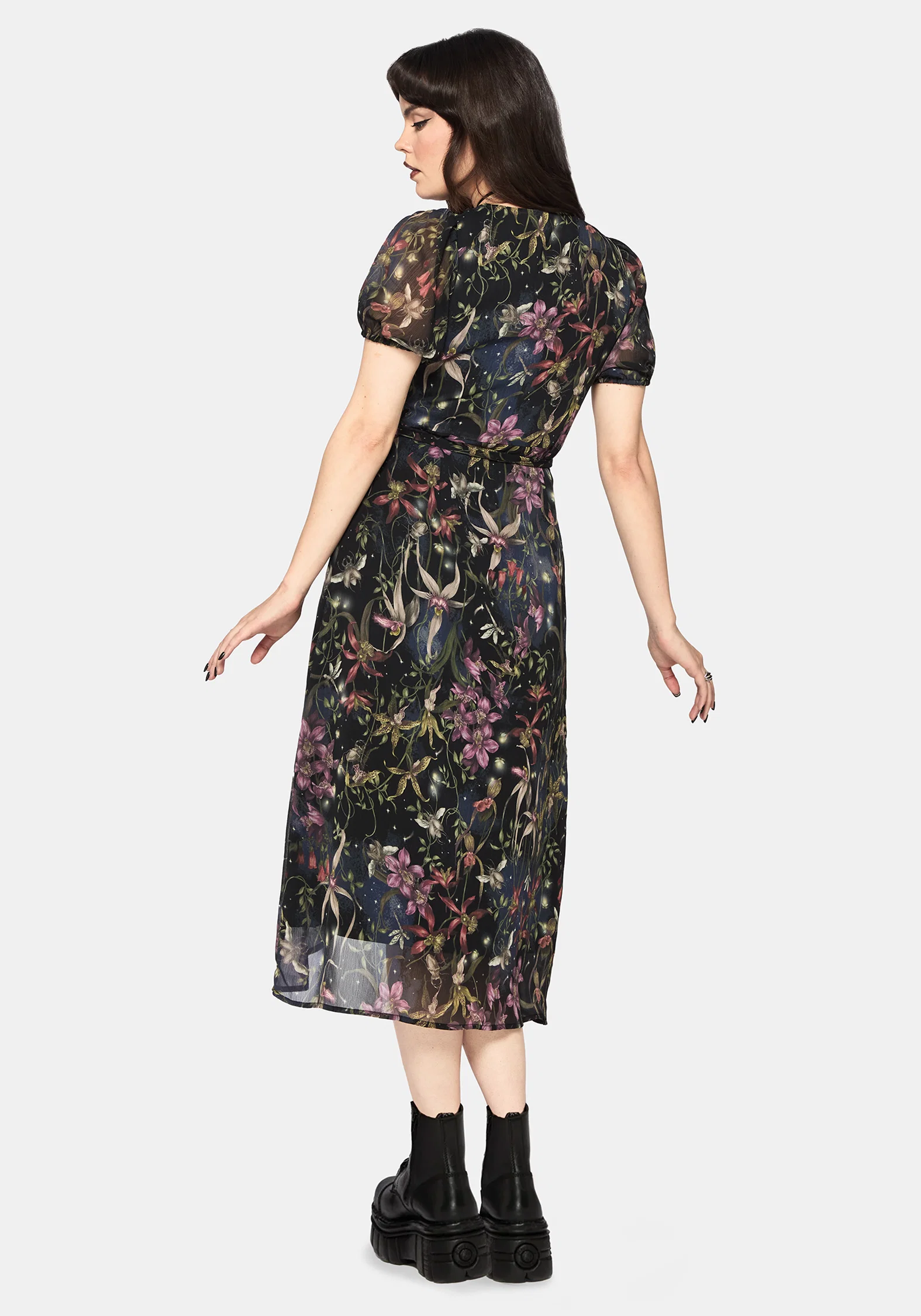 Elide Black Orchid Wrap Midaxi Dress - Image 3