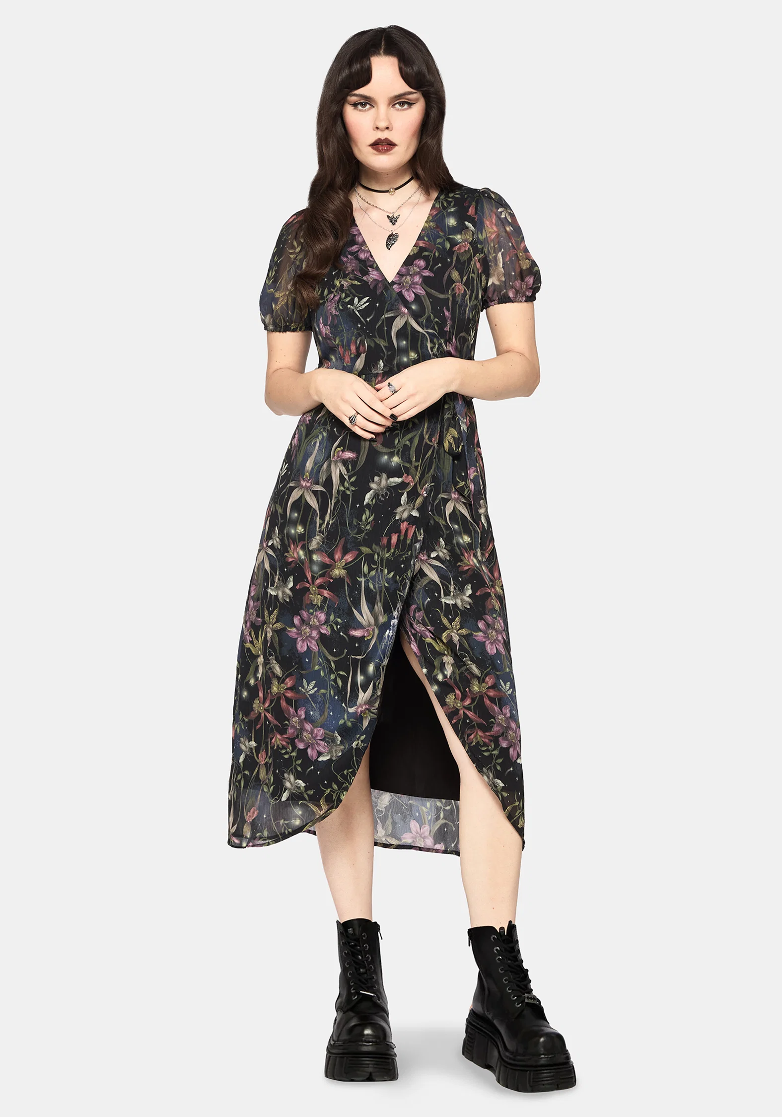Elide Black Orchid Wrap Midaxi Dress - Image 4