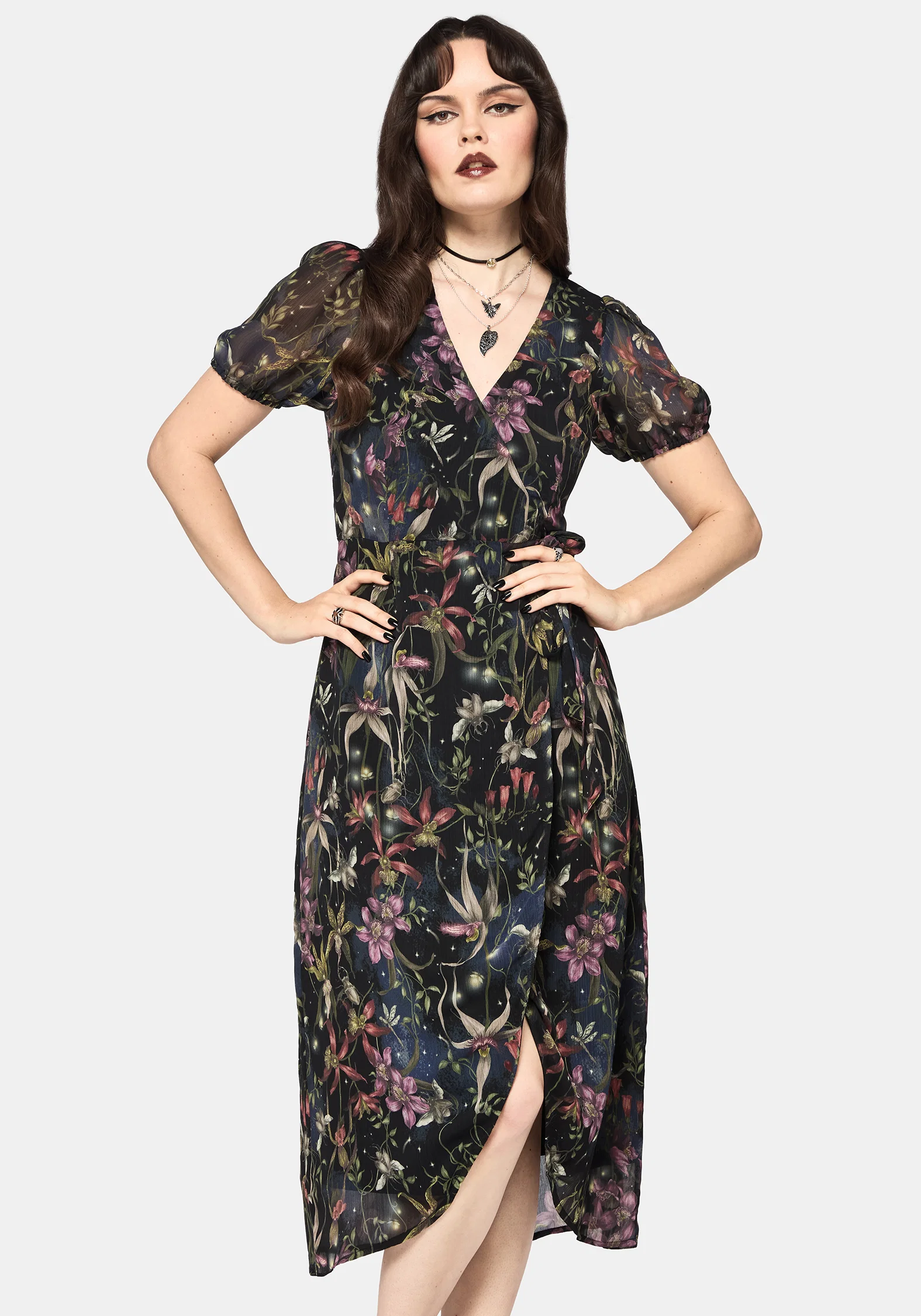 Elide Black Orchid Wrap Midaxi Dress - Image 5