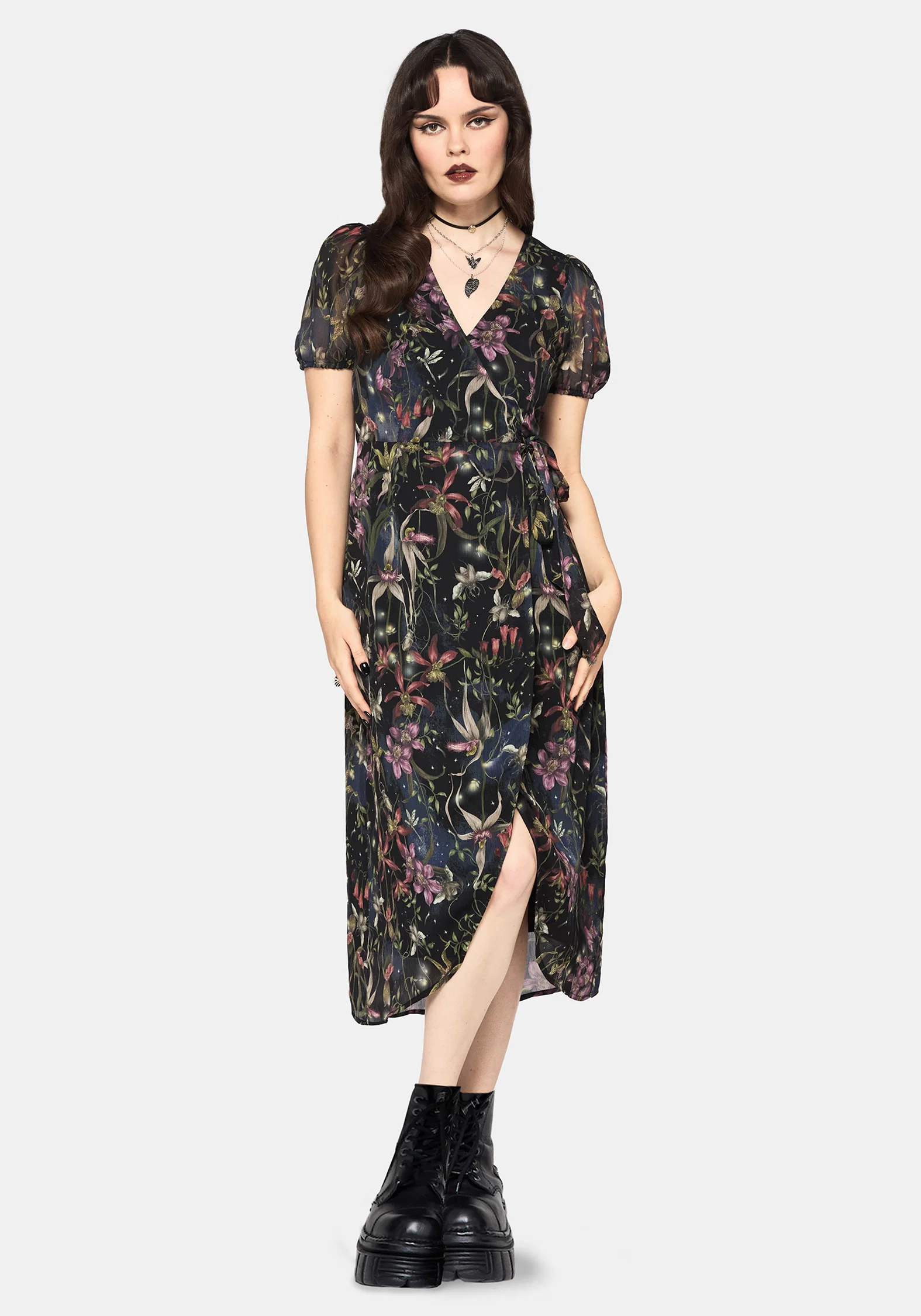 Elide Black Orchid Wrap Midaxi Dress - Image 6