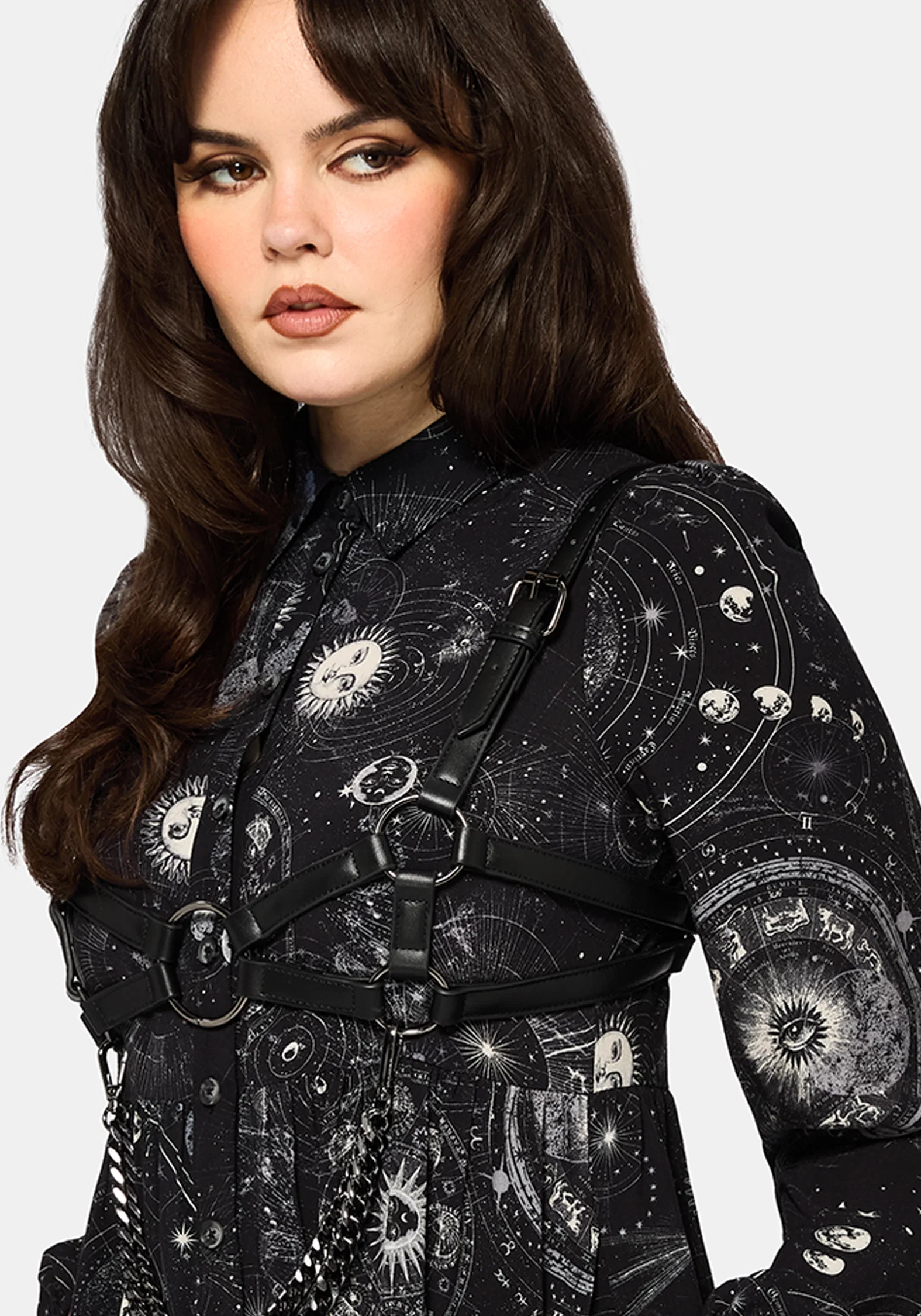 Elise Celestial Print Mini Shirt Dress - Image 2