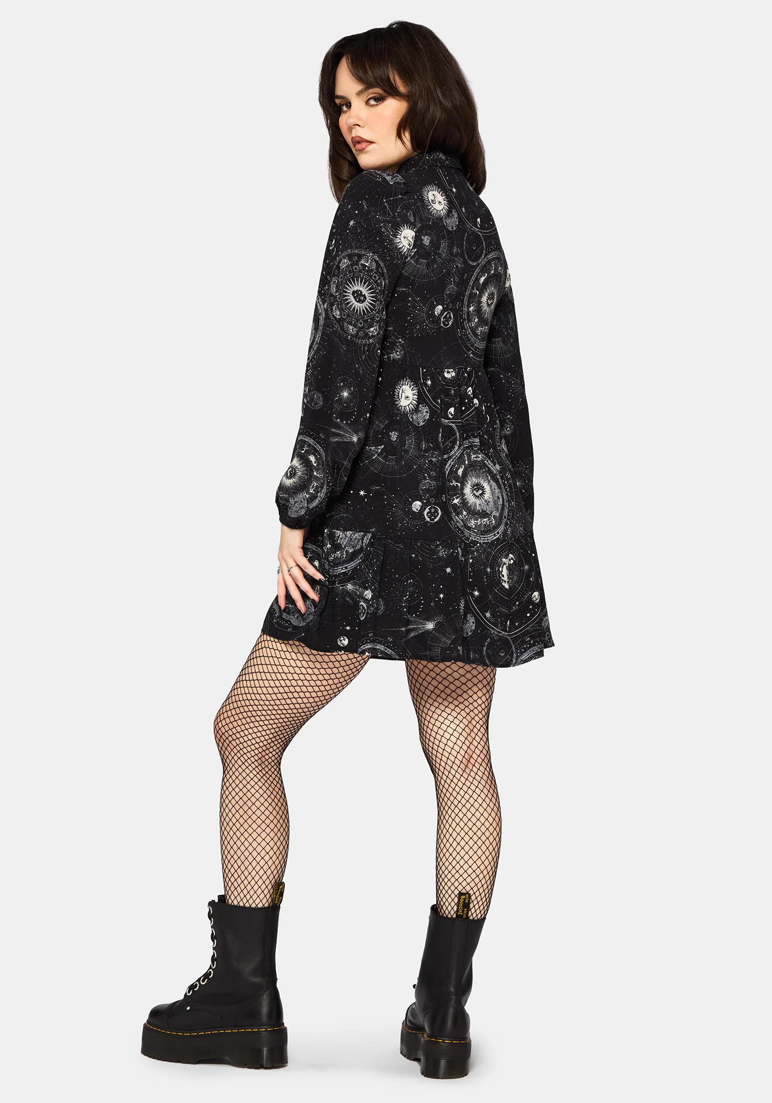 Elise Celestial Print Mini Shirt Dress - Image 3