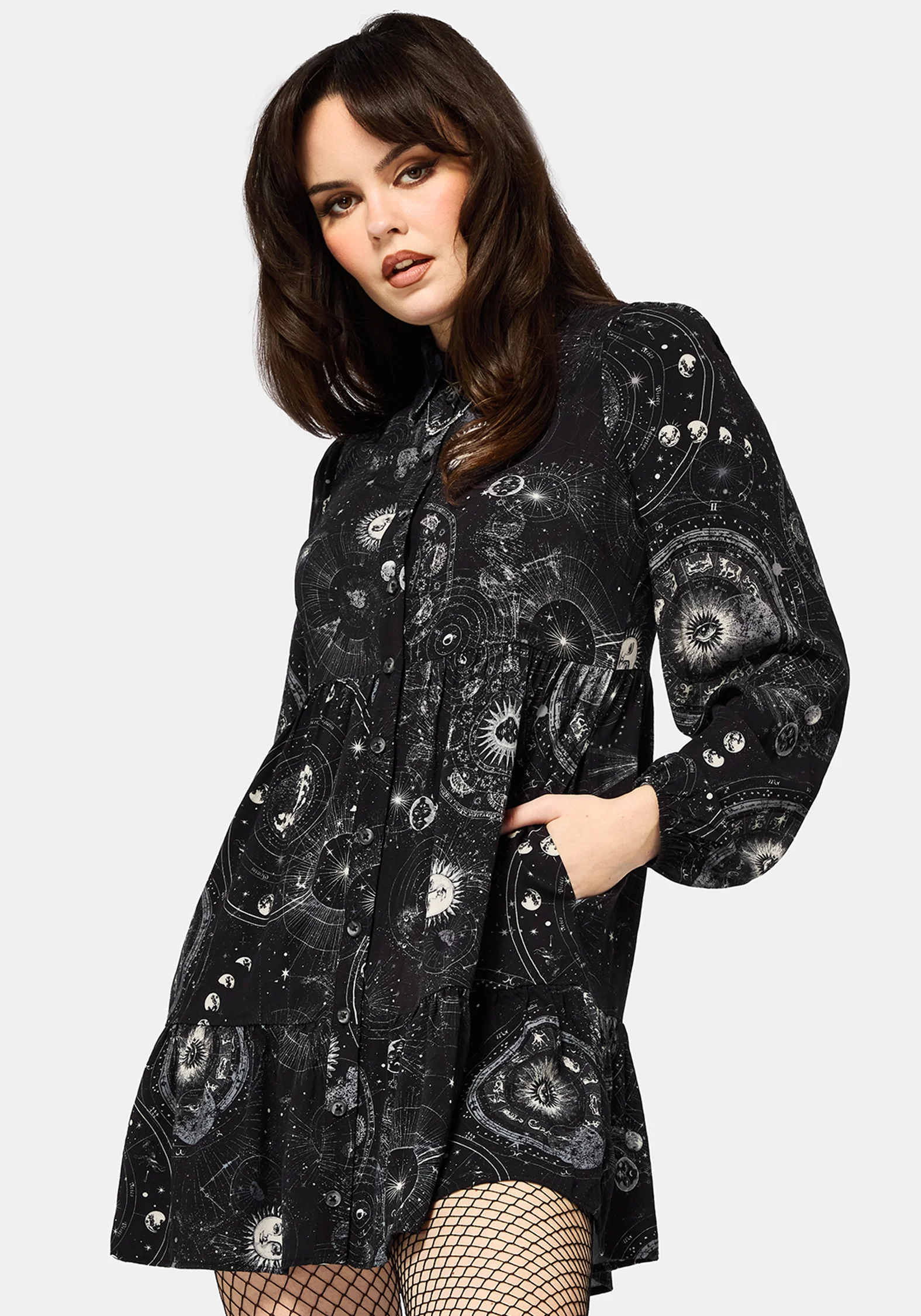 Elise Celestial Print Mini Shirt Dress - Image 5