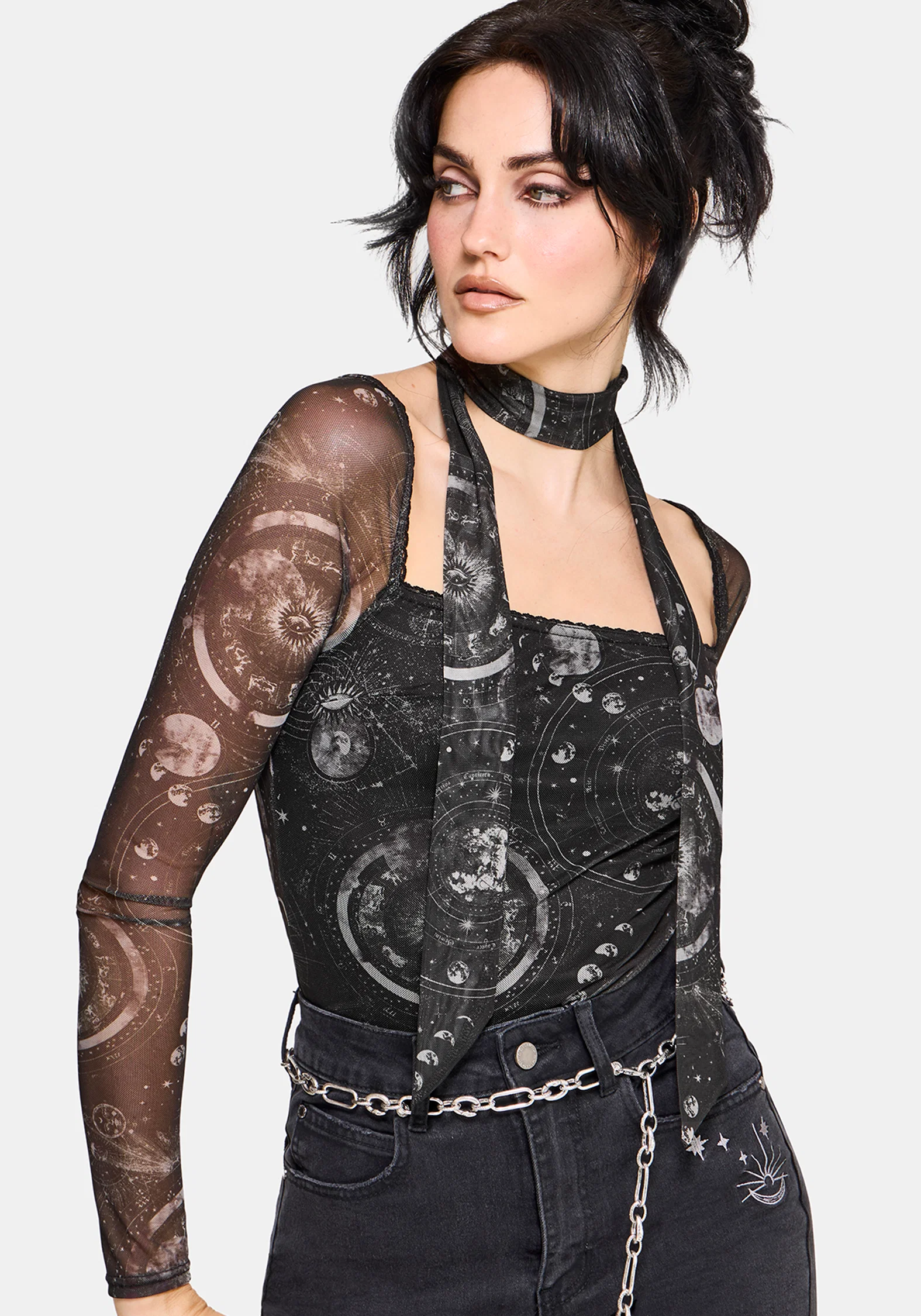 Elise Celestial Scarf Mesh Top - Image 4