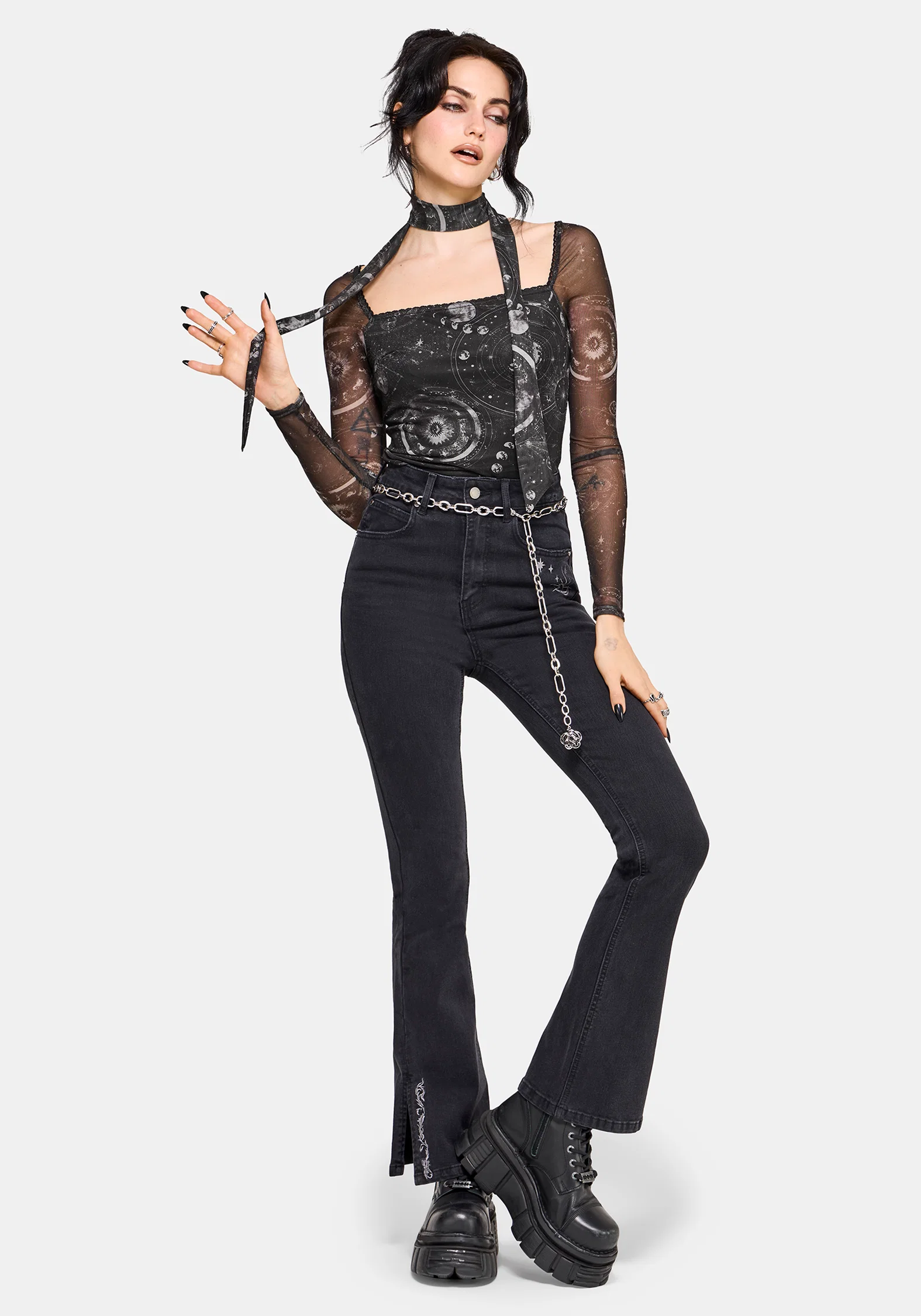 Elise Celestial Scarf Mesh Top - Image 6