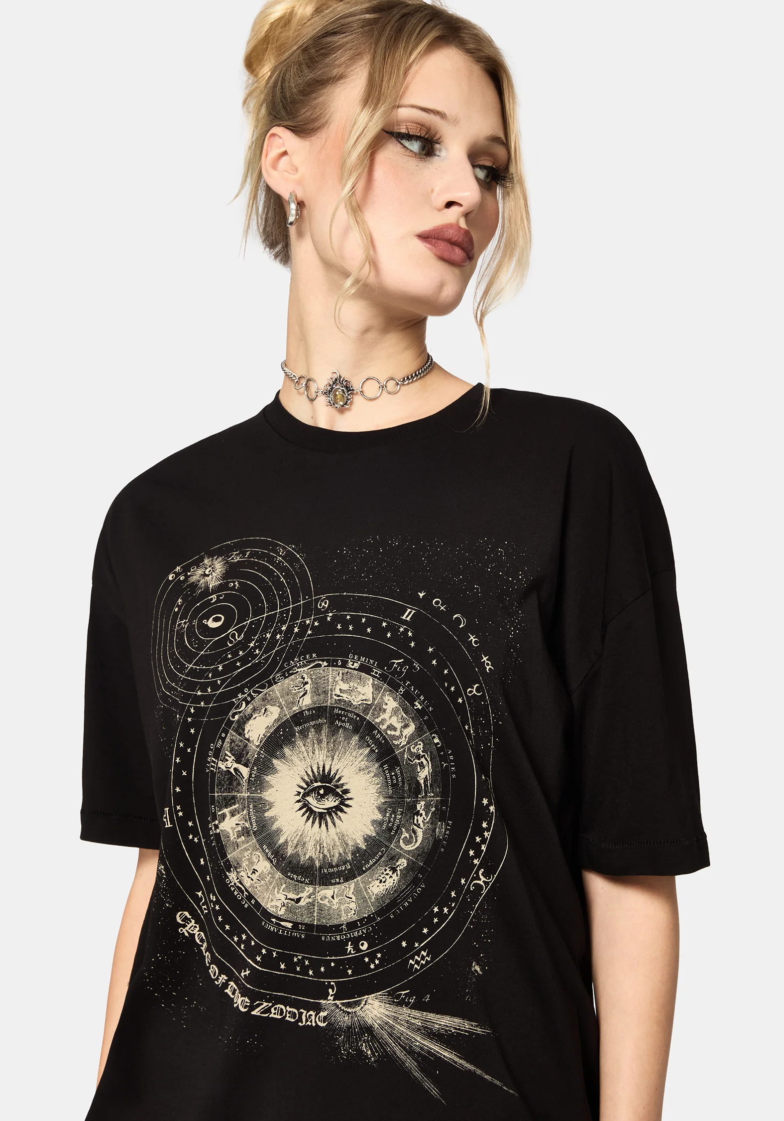 Elise Zodiac Celestial Print Oversized T-Shirt - Image 2