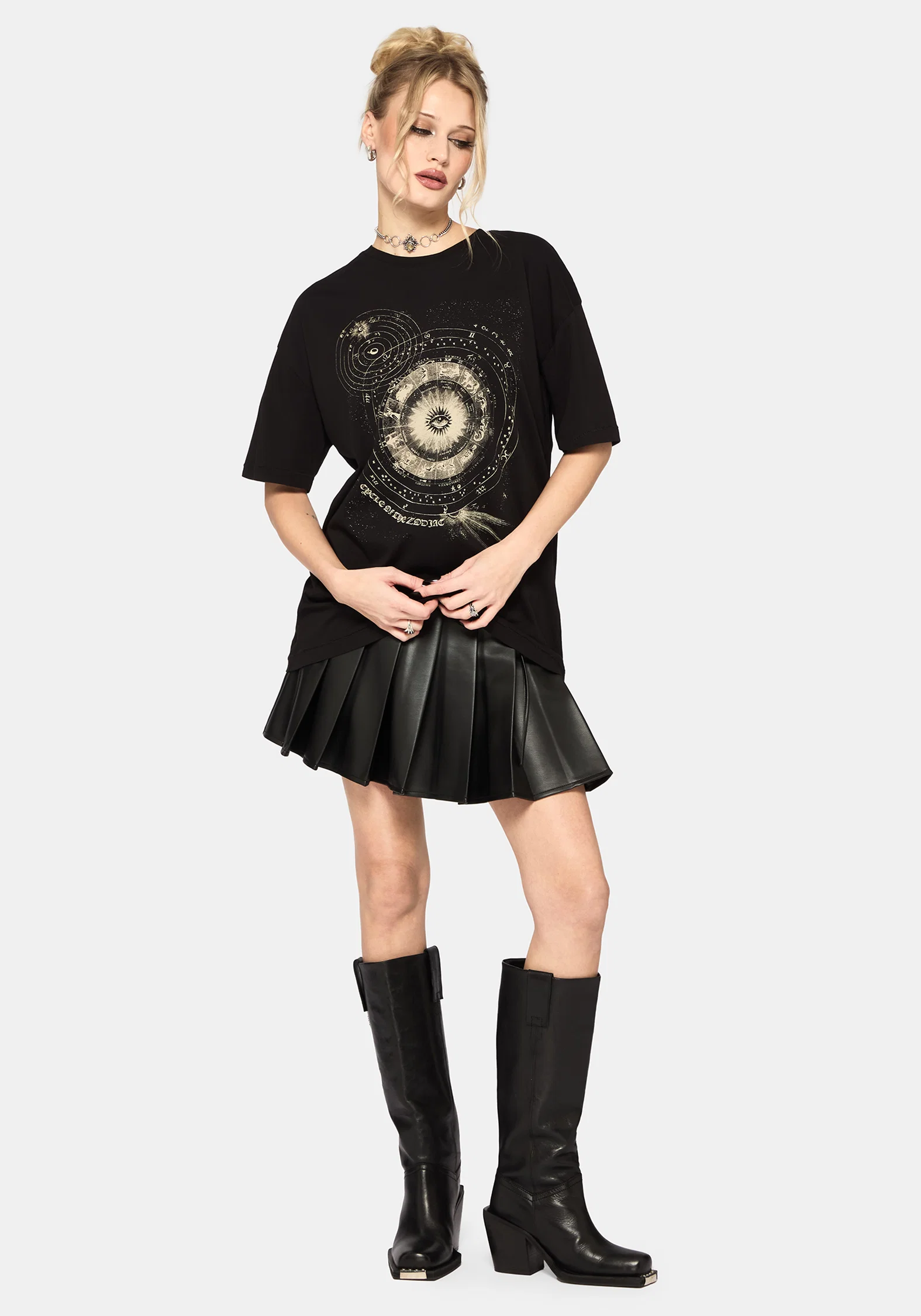 Elise Zodiac Celestial Print Oversized T-Shirt - Image 6