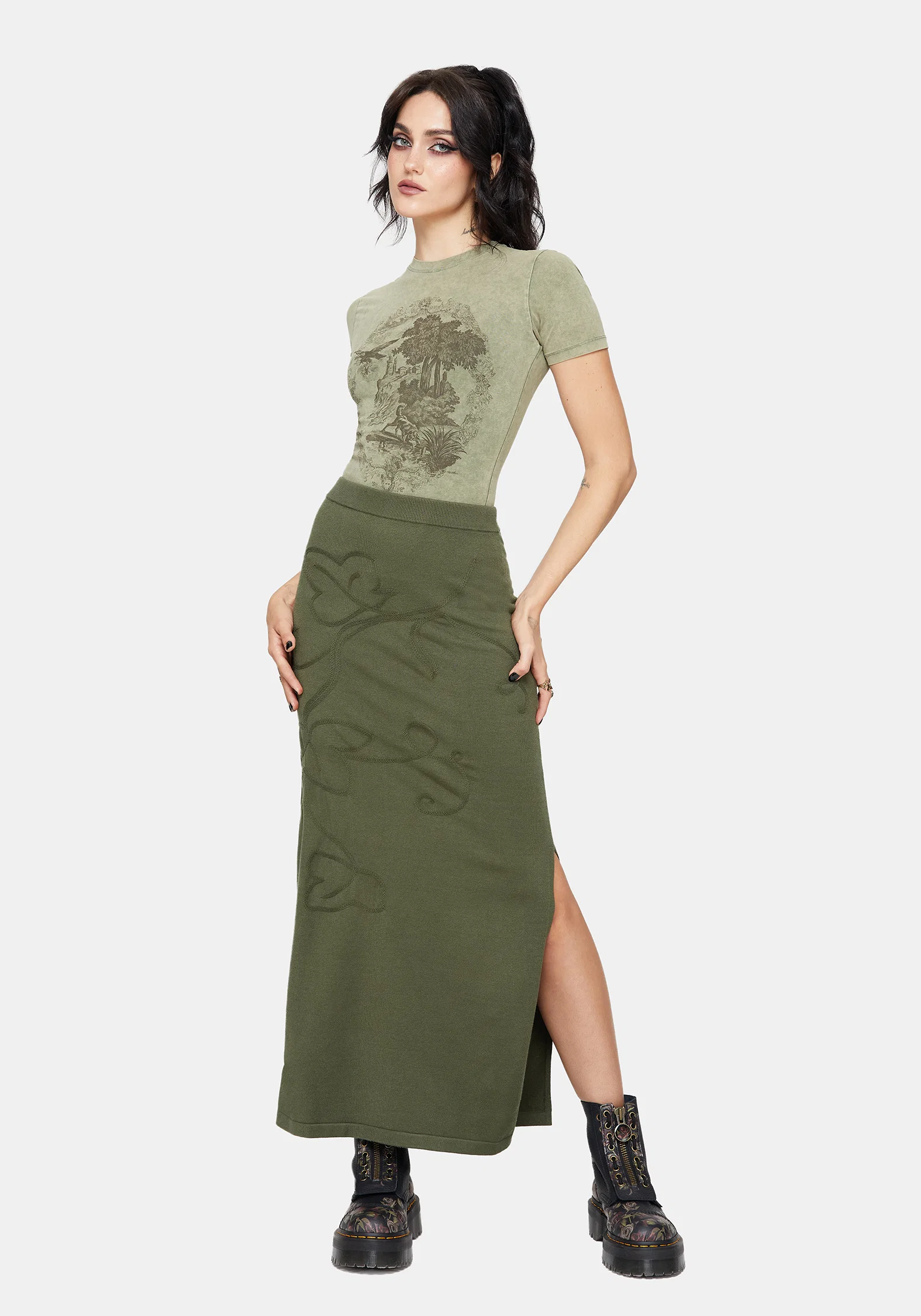 Elixir Branch Detail Knit Maxi Skirt - Image 4