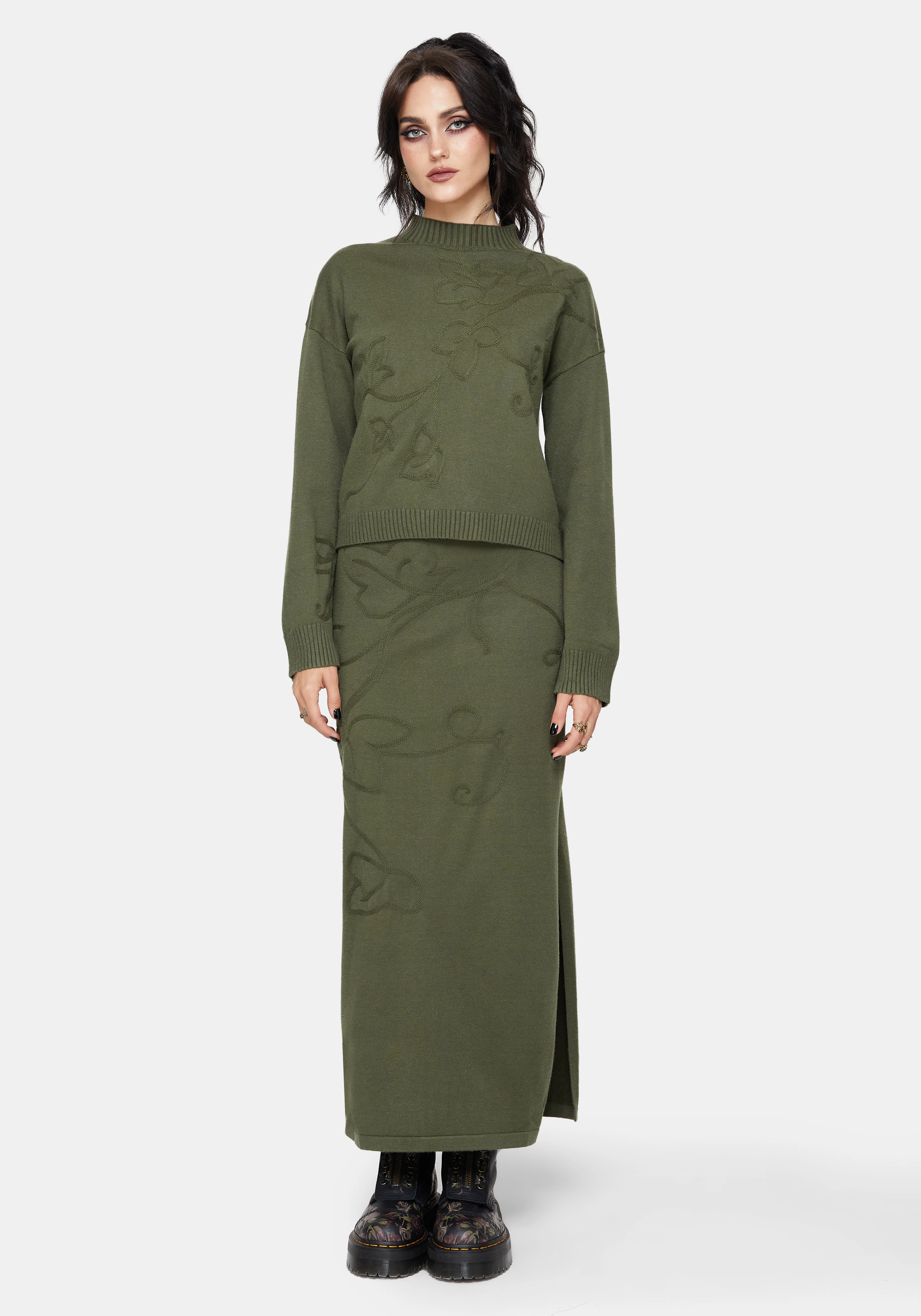 Elixir Branch Detail Knit Maxi Skirt - Image 5