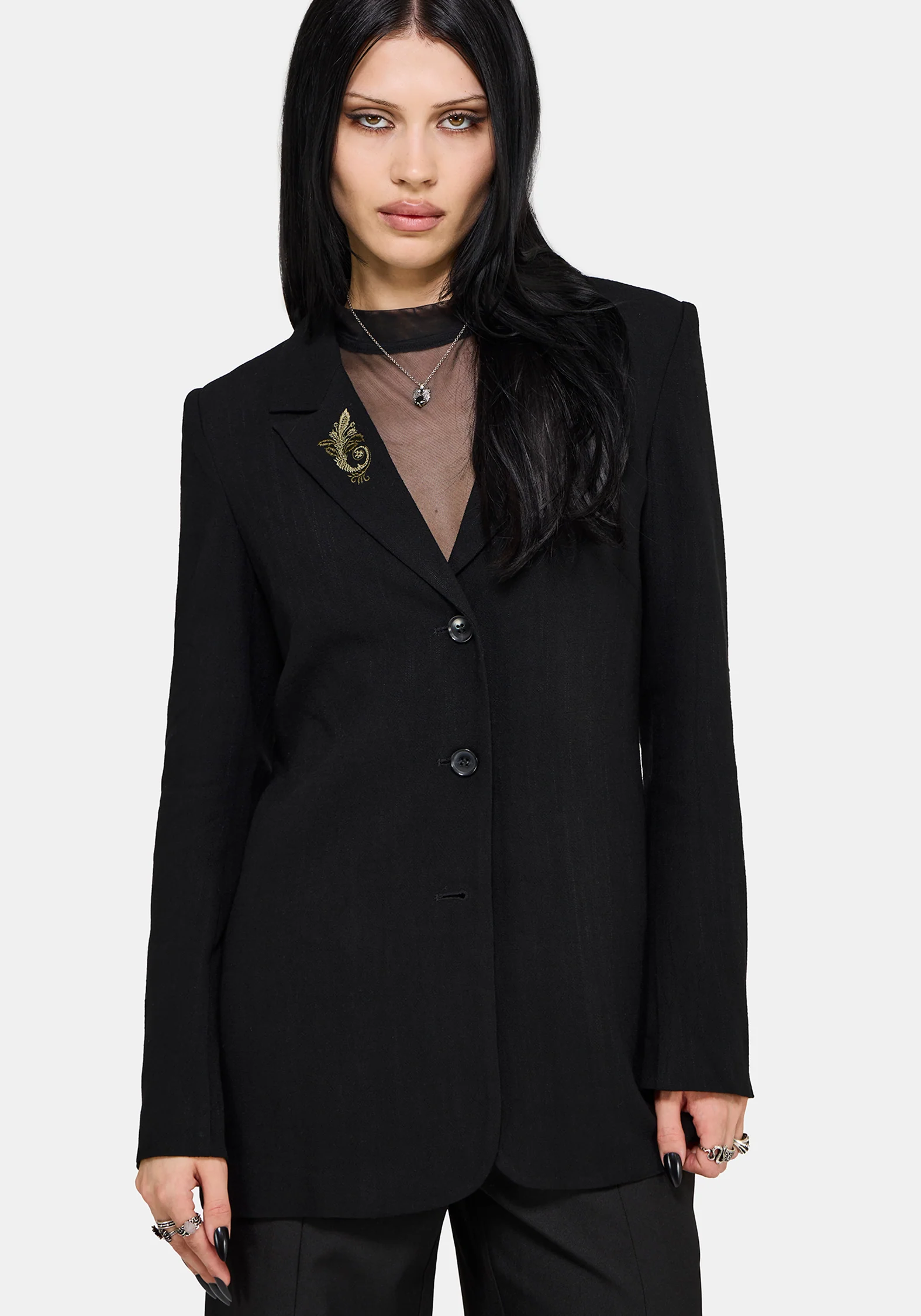 Ellis Embroidered Longline Blazer - Image 2