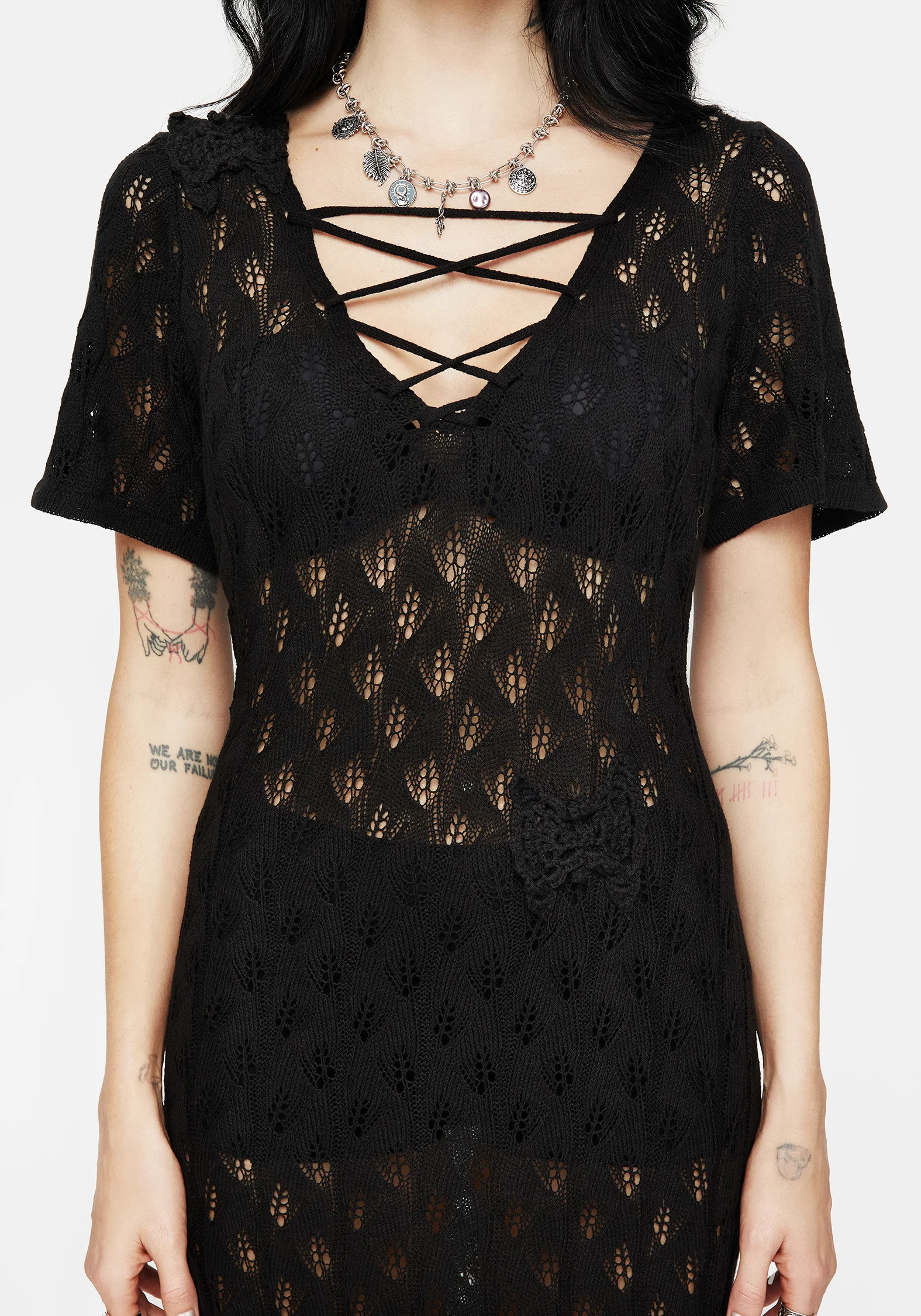 Elnora Moth Crochet Knit Maxi Dress - Image 2