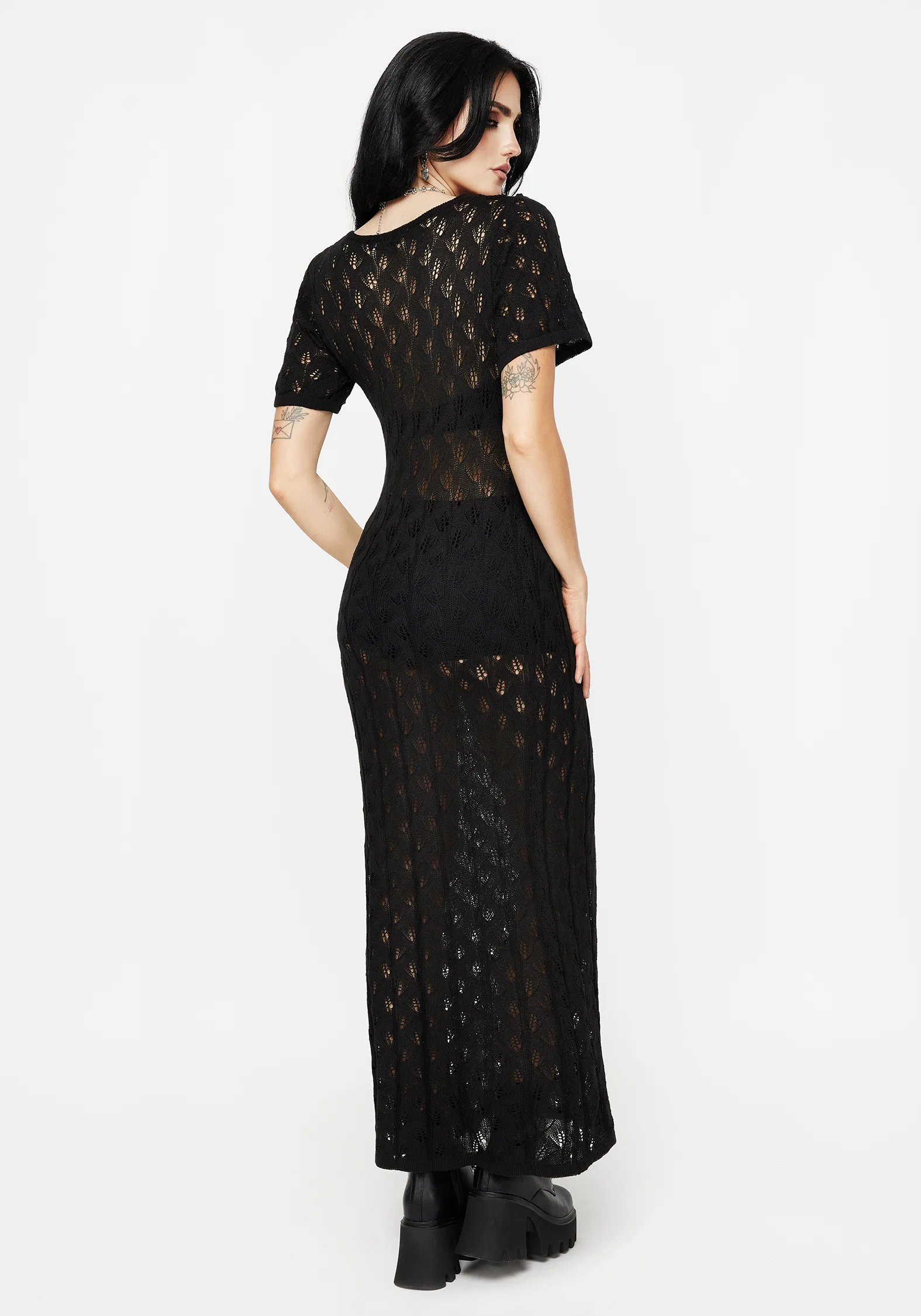 Elnora Moth Crochet Knit Maxi Dress - Image 3