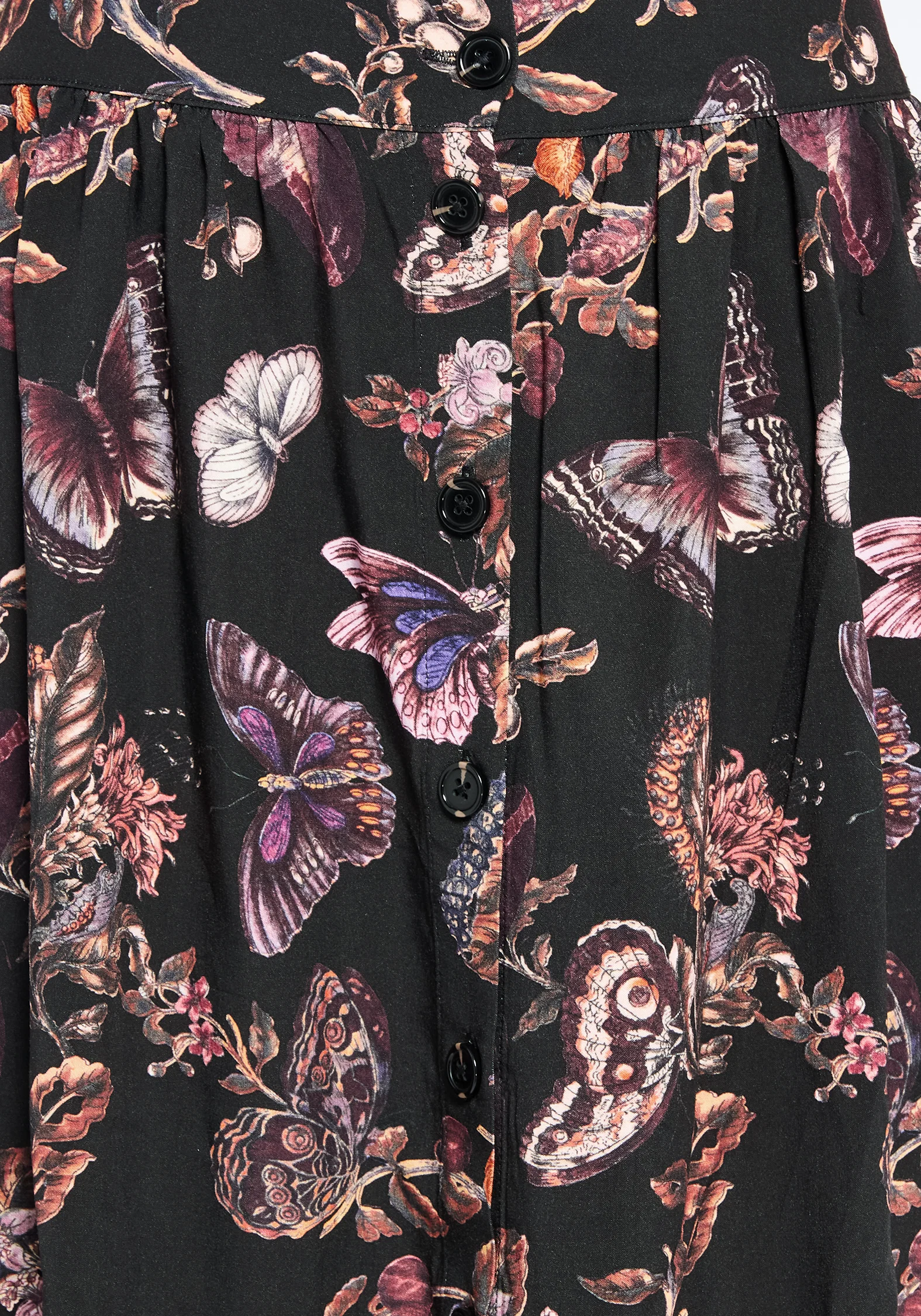 Eloise Floral Butterfly Print Button Up Midi Skirt - Image 2