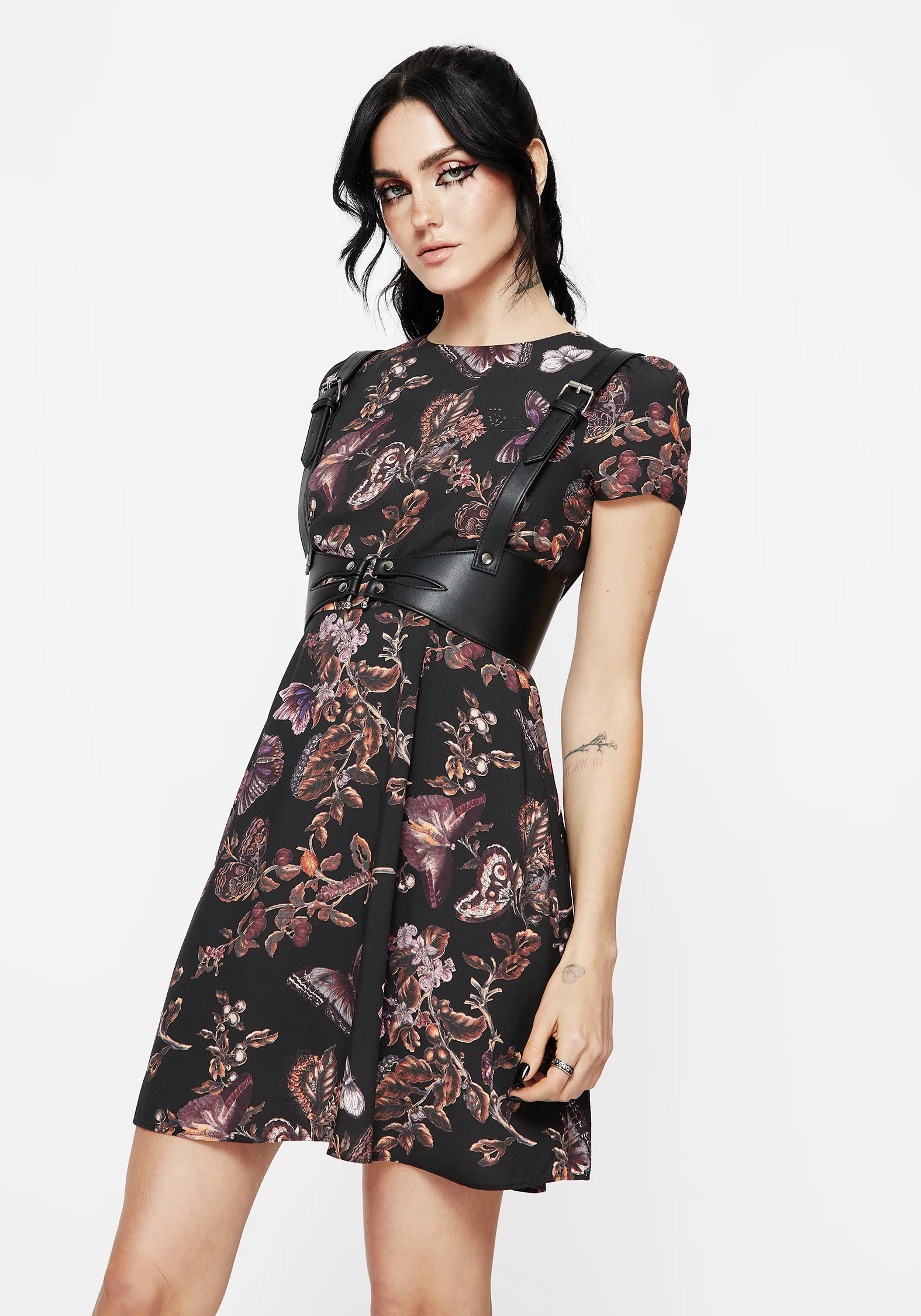 Eloise Floral Butterfly Print Mini Dress - Image 5