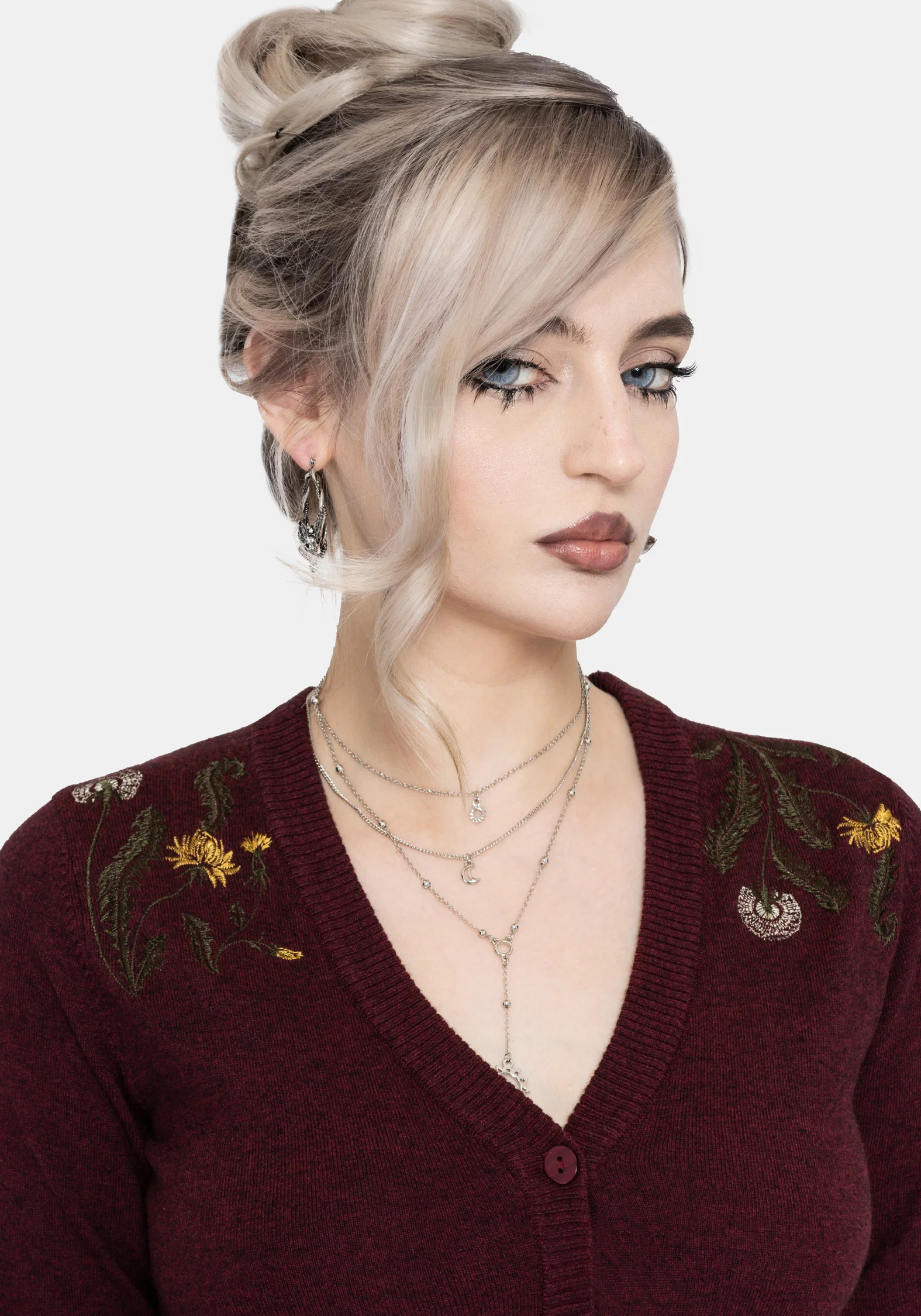 Elowyn Dandelion Embroidered Pointelle Knit Cardigan - Image 5