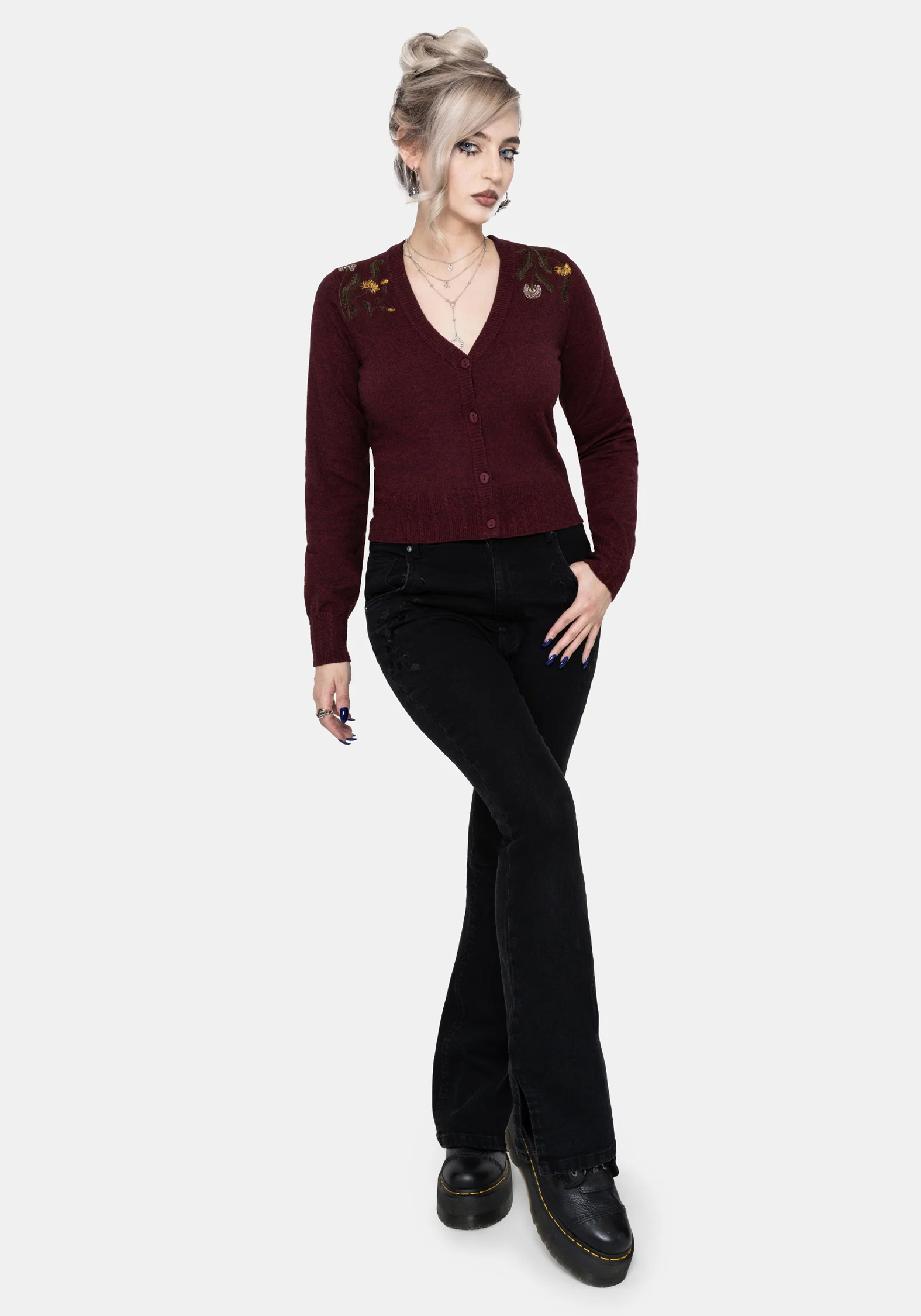 Elowyn Dandelion Embroidered Pointelle Knit Cardigan - Image 6