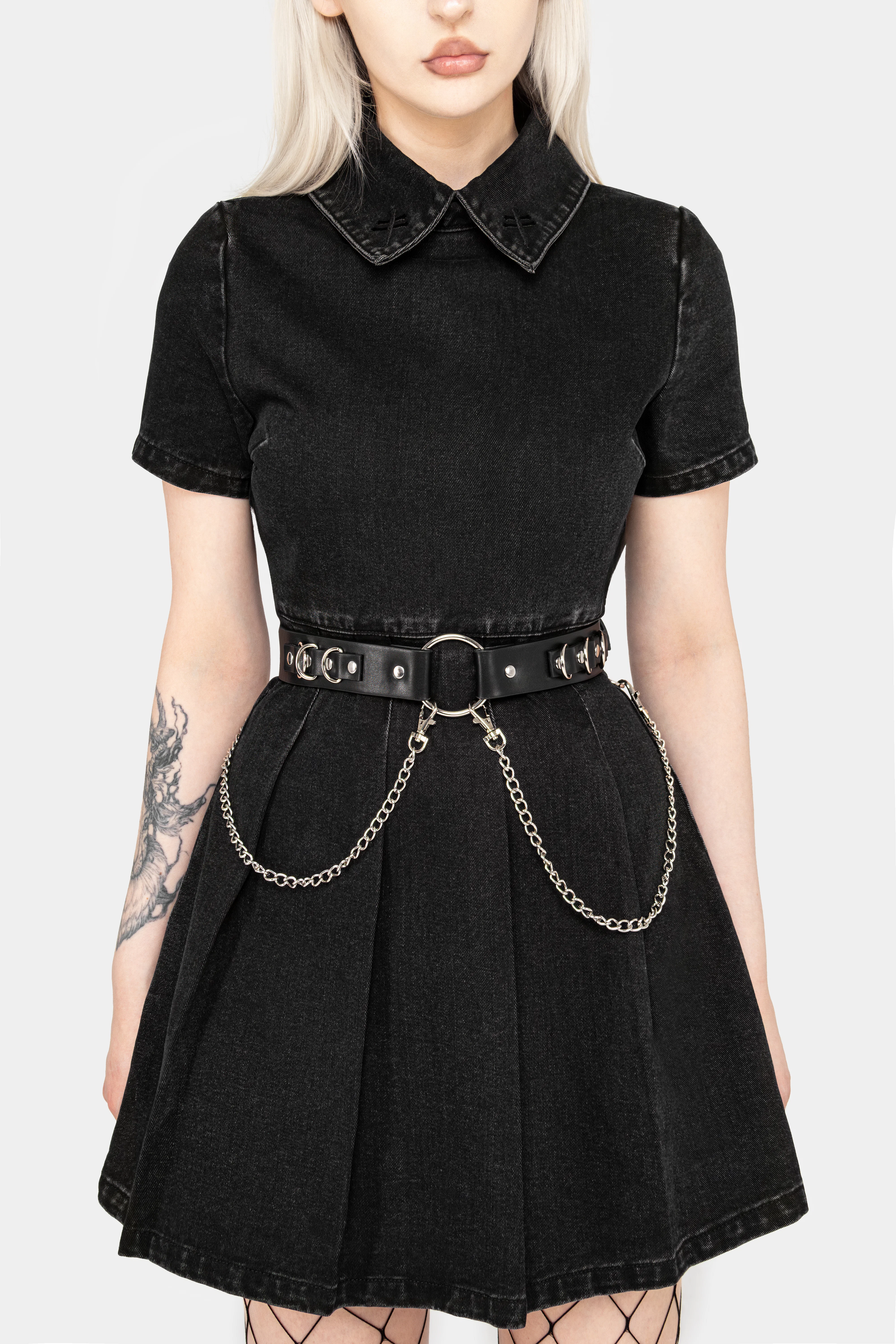Elsa Denim Pleated Mini Dress - Image 10