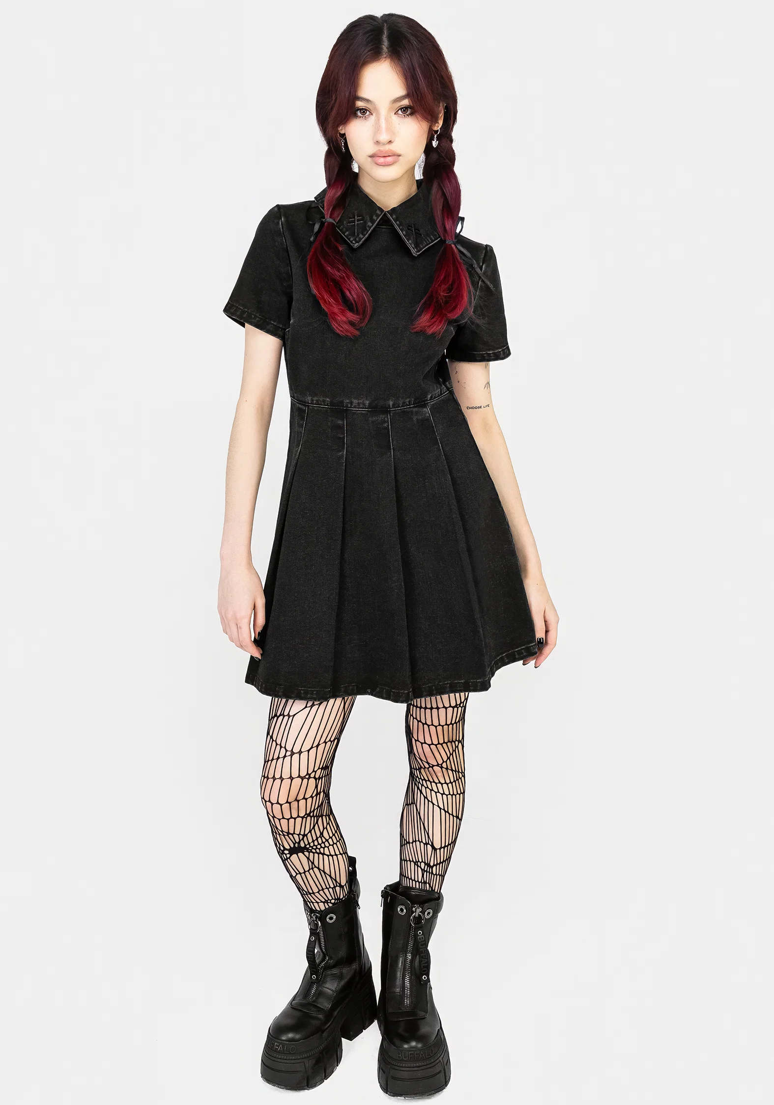 Elsa Denim Pleated Mini Dress - Image 7