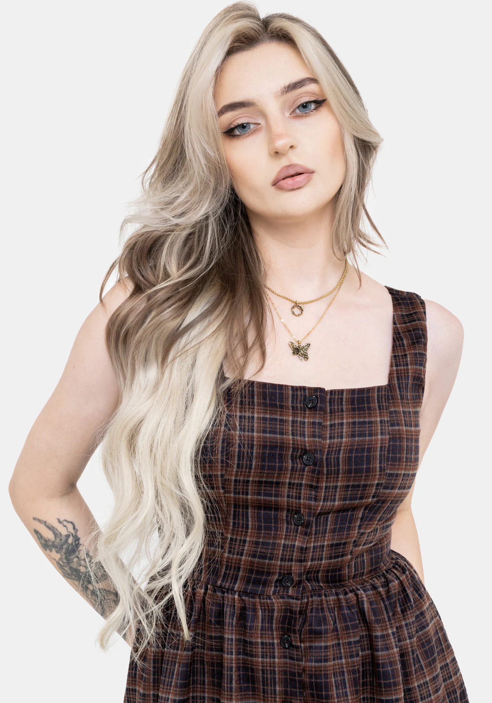 Embla Check High Low Midaxi Dress - Image 2