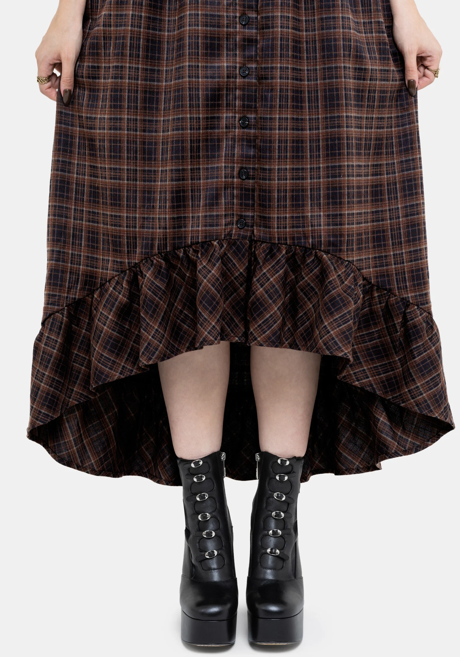 Embla Check High Low Midaxi Dress - Image 5