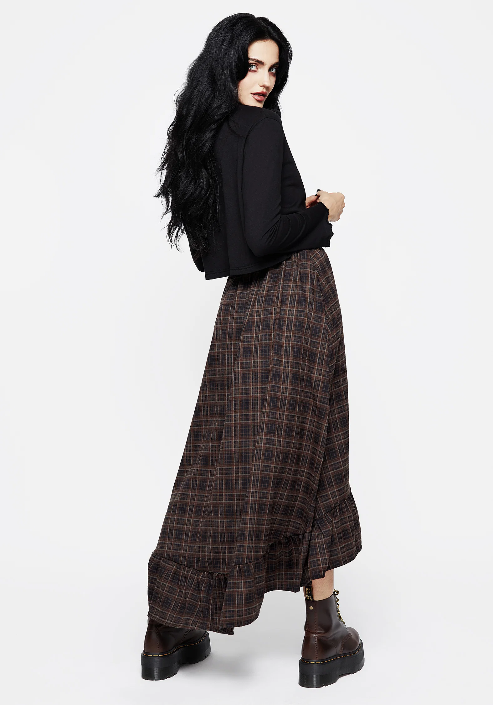 Embla Check Ruffle Maxi Skirt - Image 3