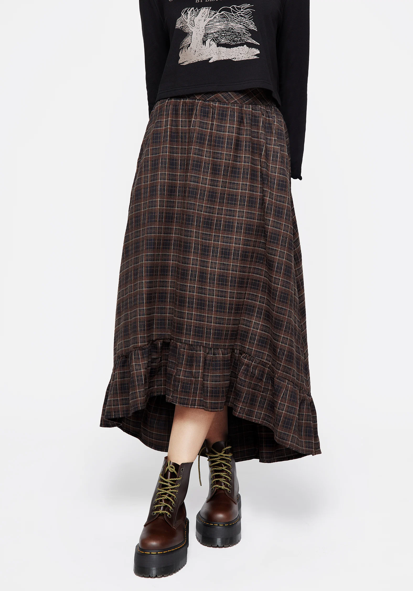 Embla Check Ruffle Maxi Skirt - Image 4