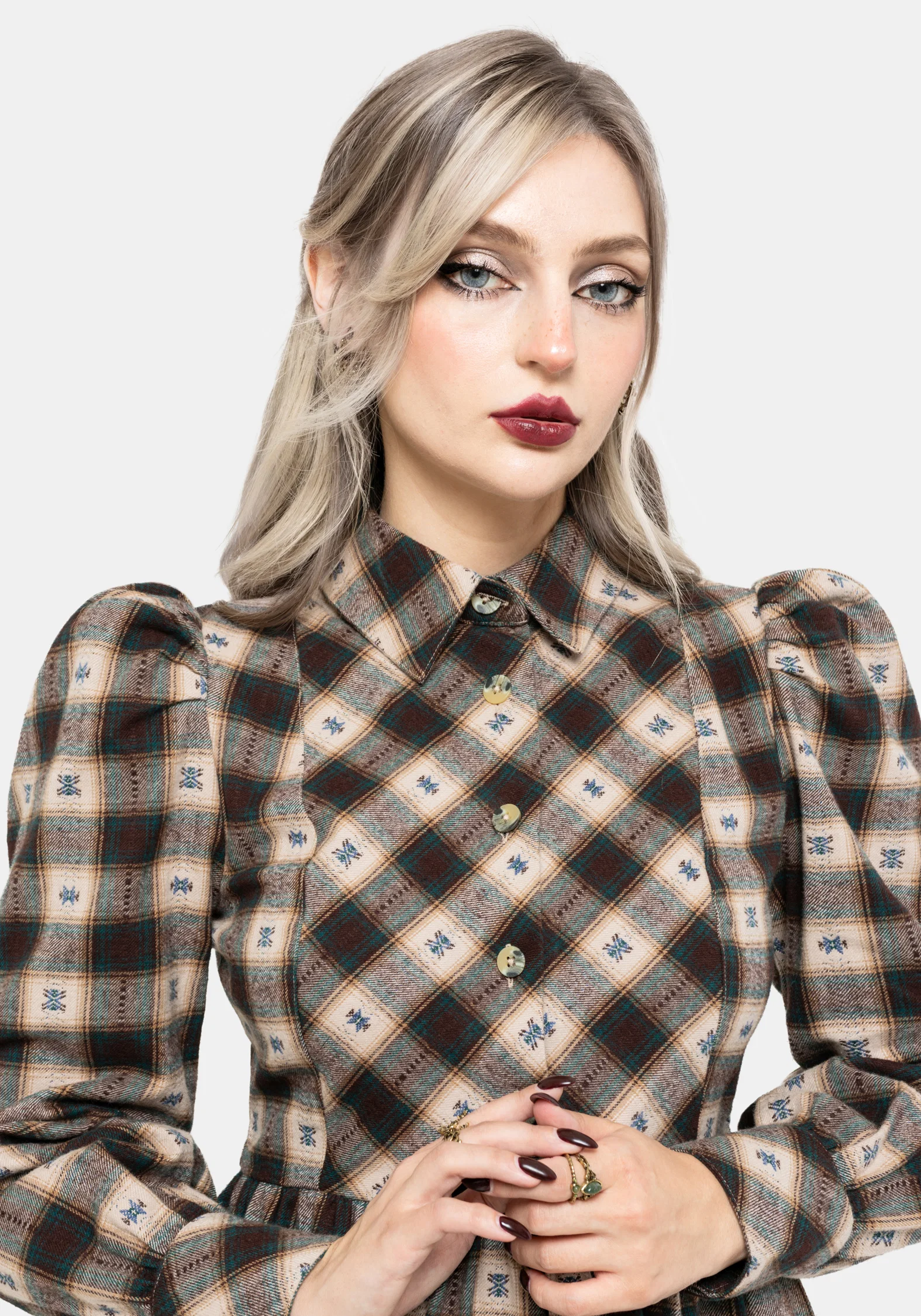 Emily Cotton Check Mini Shirt Dress - Image 2