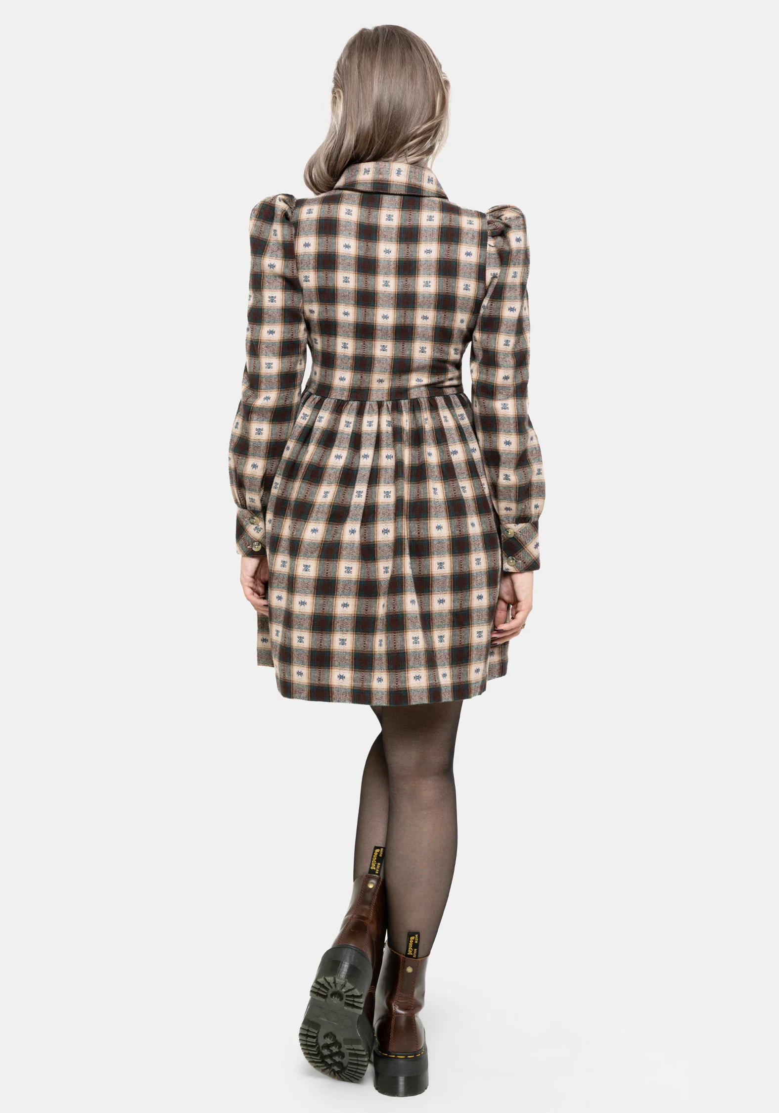 Emily Cotton Check Mini Shirt Dress - Image 3
