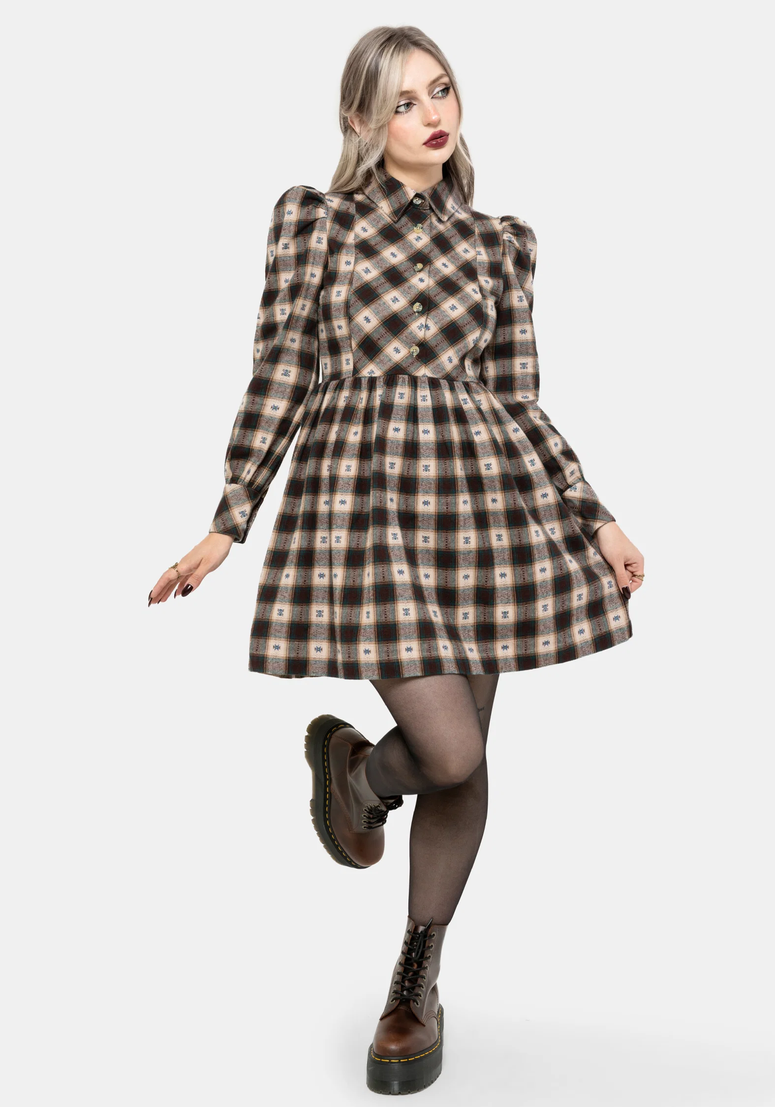 Emily Cotton Check Mini Shirt Dress - Image 4