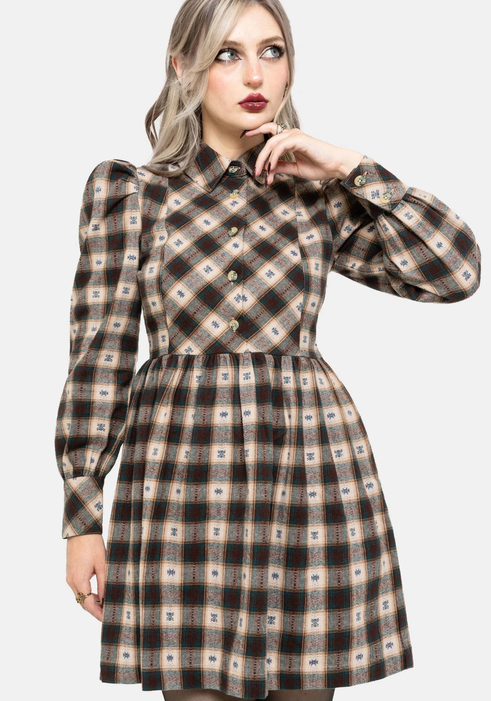 Emily Cotton Check Mini Shirt Dress - Image 5