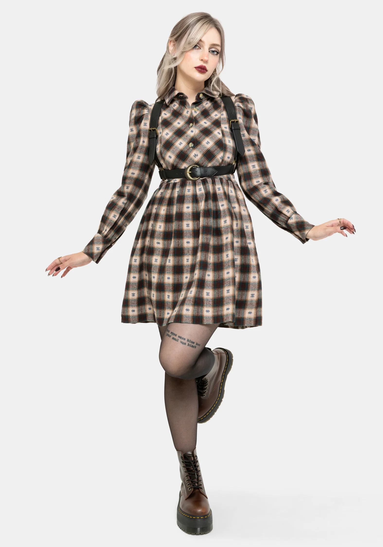 Emily Cotton Check Mini Shirt Dress - Image 6